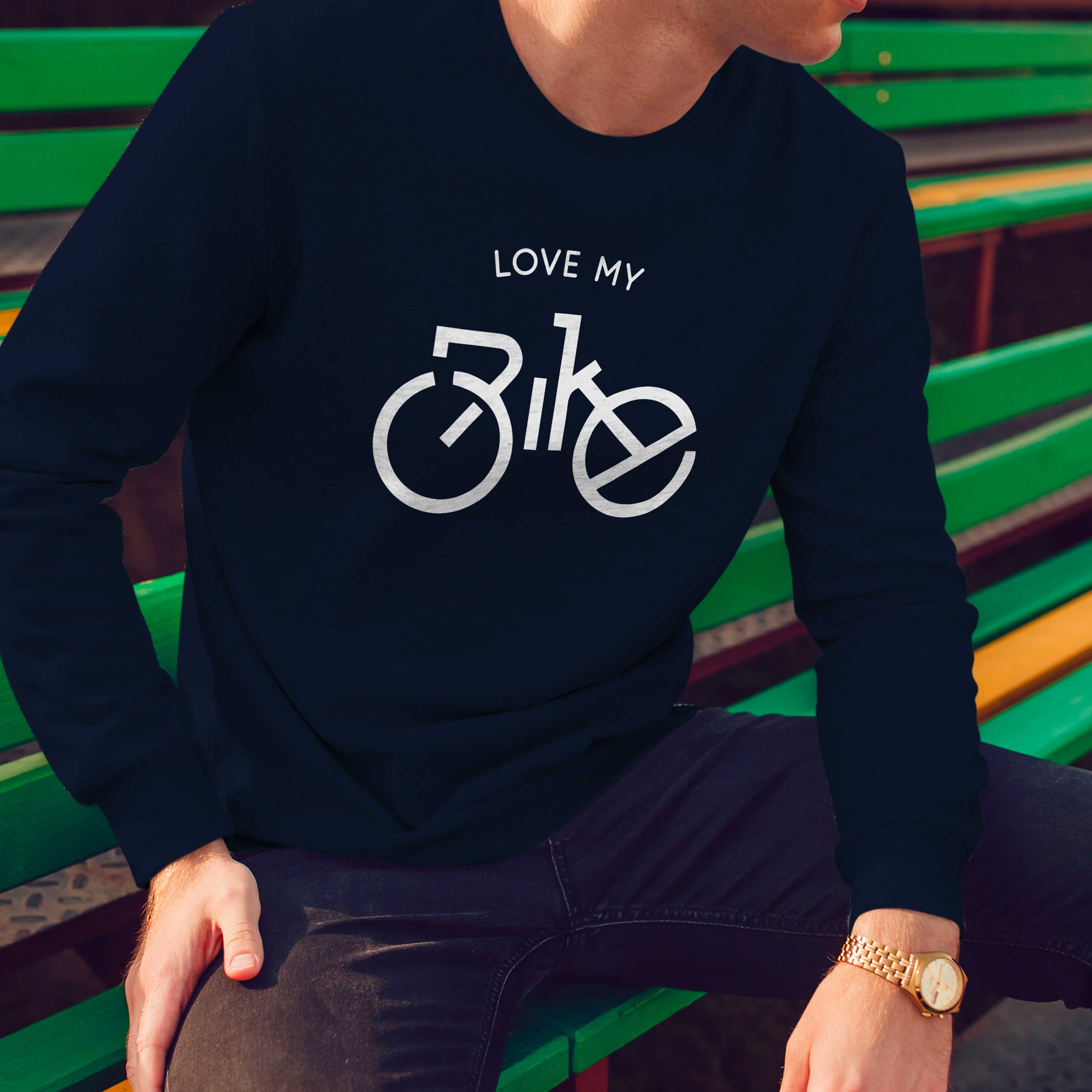 Juste Un T-shirt Sweats Imprimés Sweat-shirt Homme Love my bike bleu marine