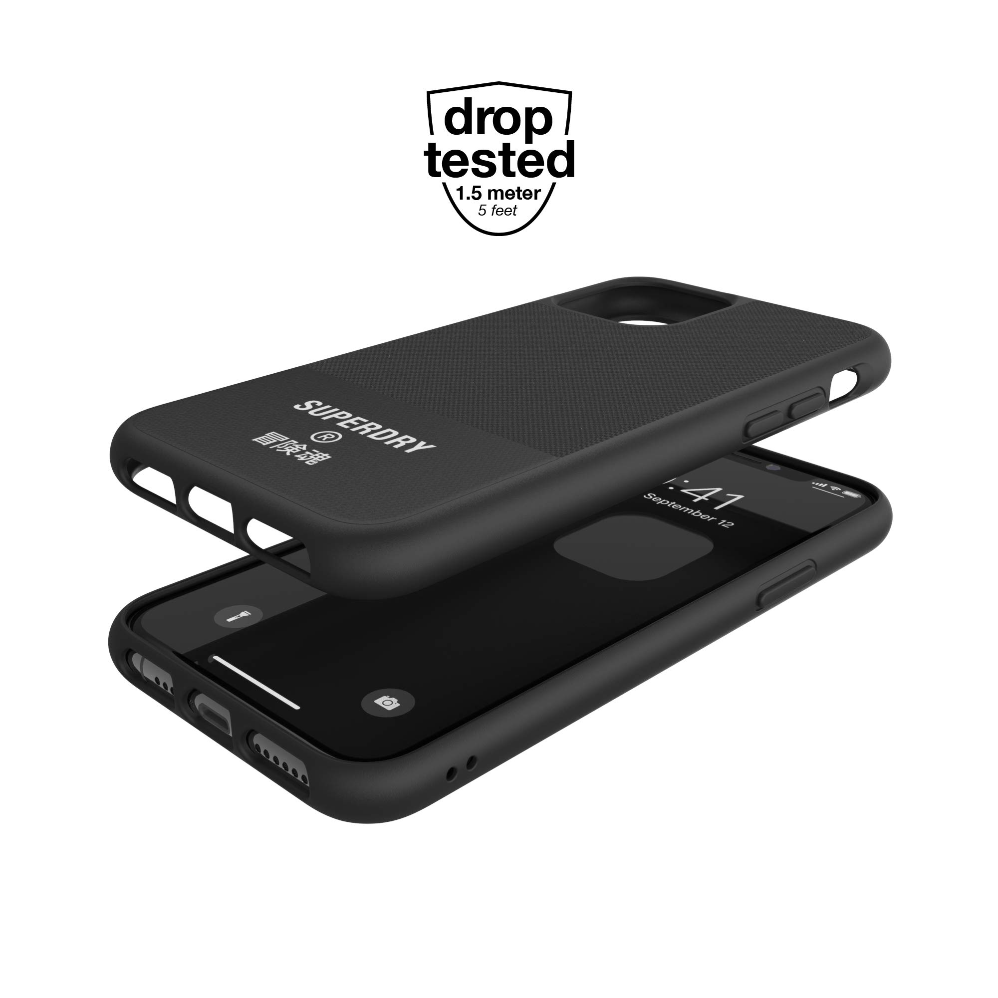 Superdry Coques de Protection coque iPhone 11 Pro noire en toile moulée