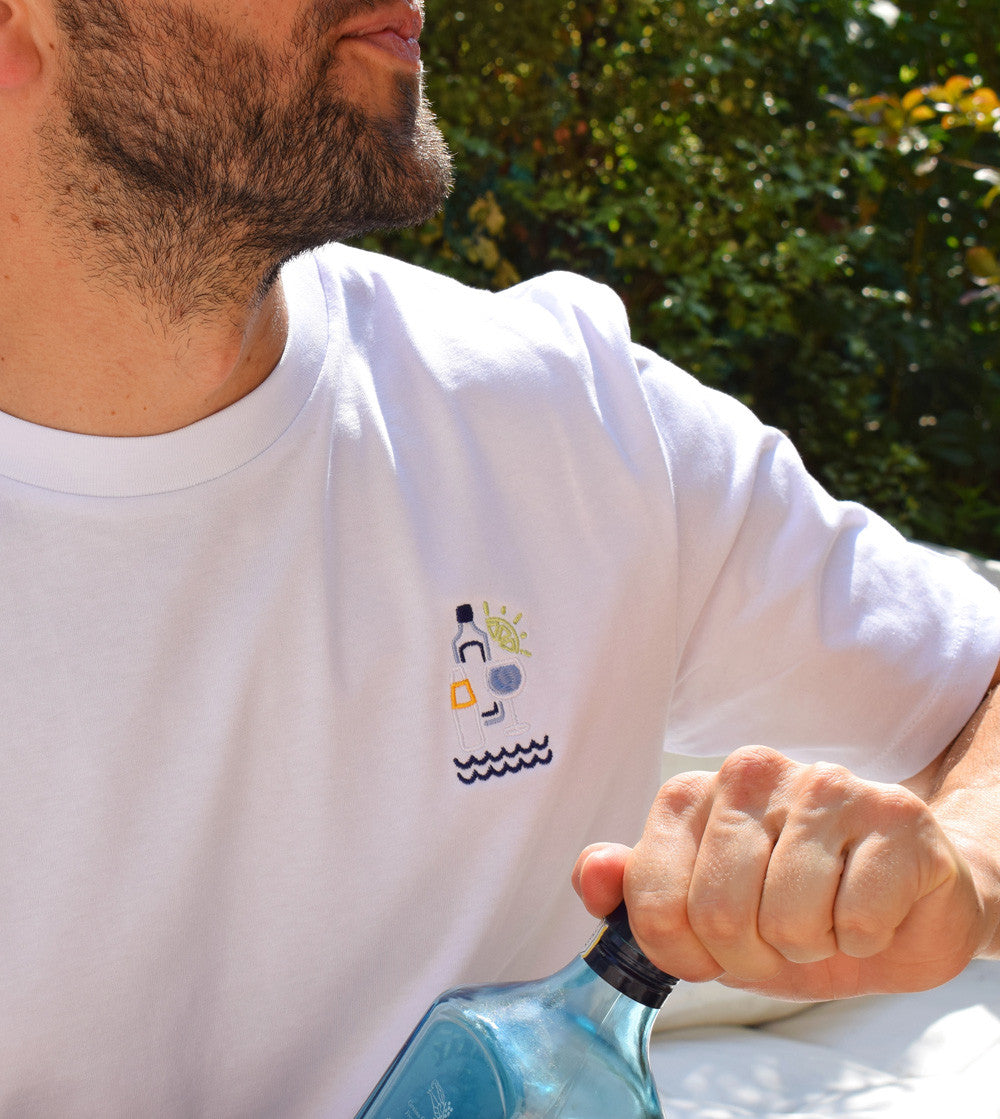 Juste Un T-shirt T-shirts Brodés Gin To des Vacances t-shirt brodé coton bio