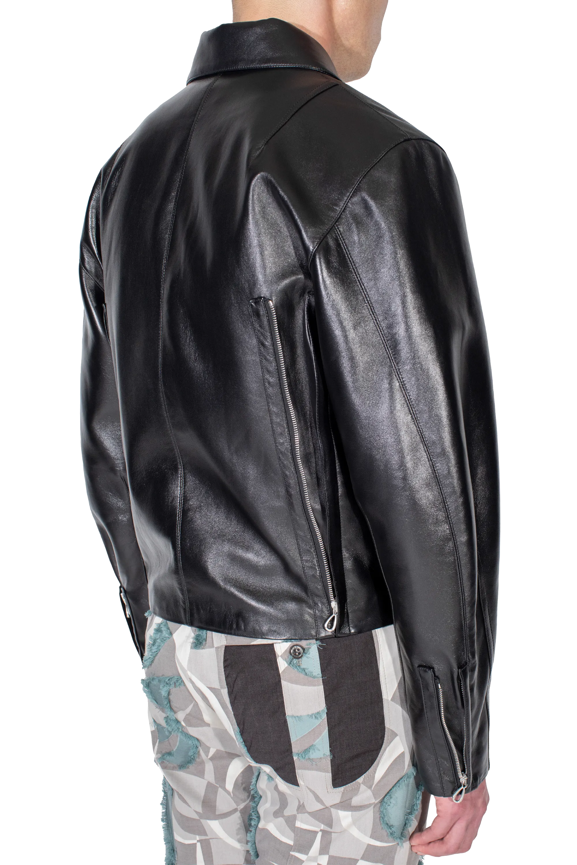 Kiko Kostadinov Outerwear LUR Leather Jacket veste Smokey Black cuir