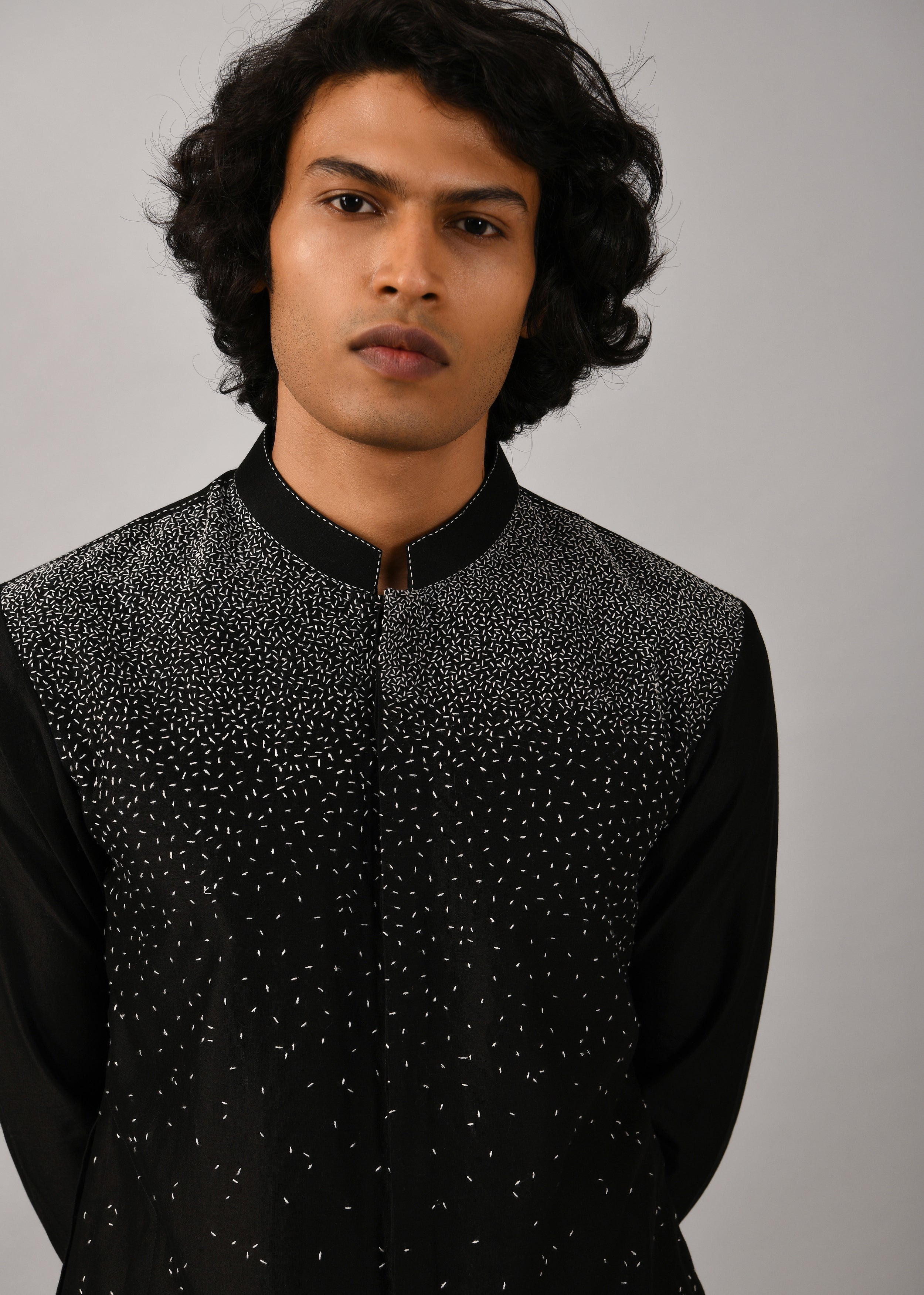 COUNTRYMADE Kurtas Night Sky Front Open Embroidered Kurta kurta noir