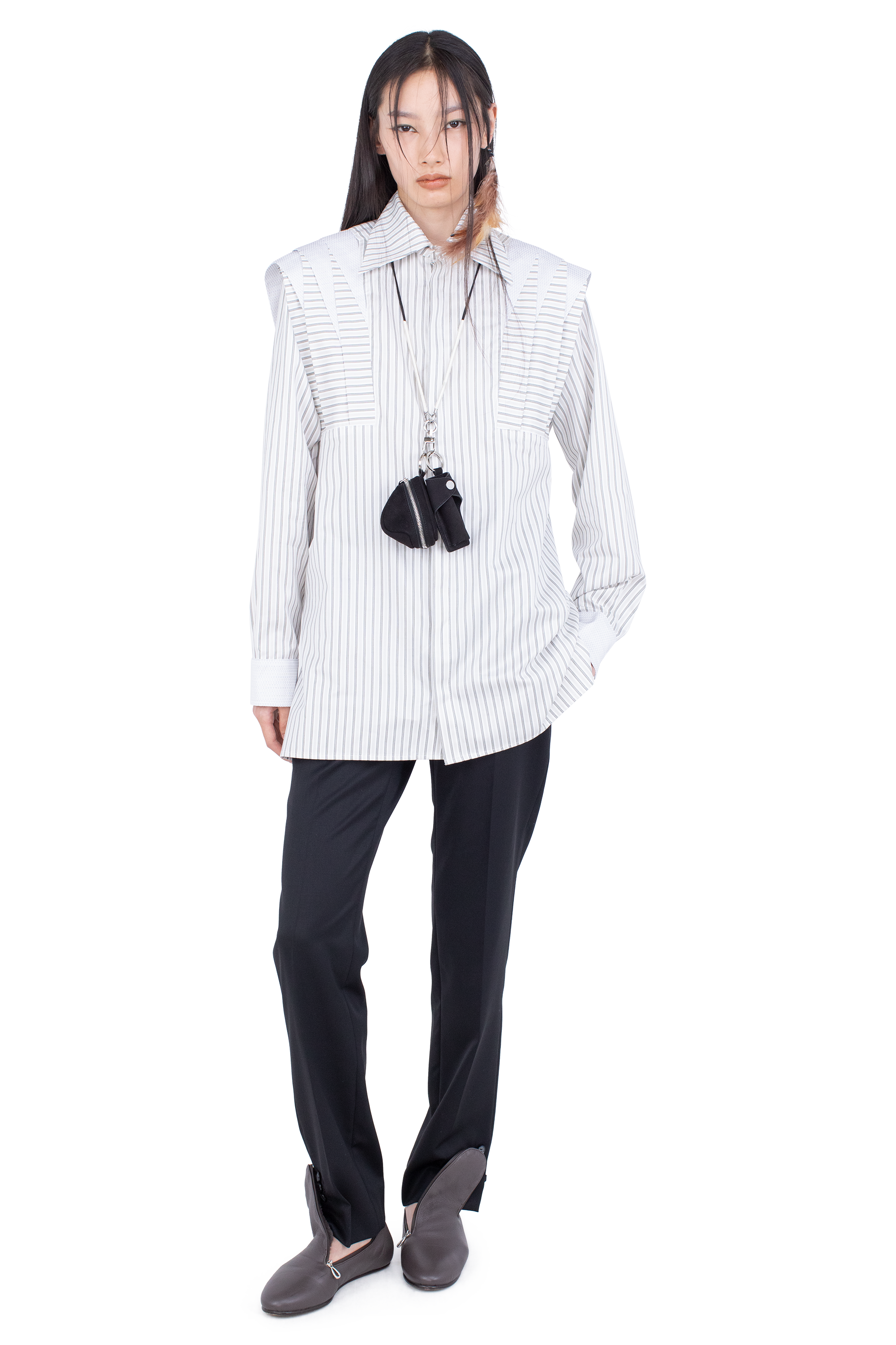 Kiko Kostadinov Shirts HERMEN Shirt chemise Khaki & Beige / White & Navy en coton