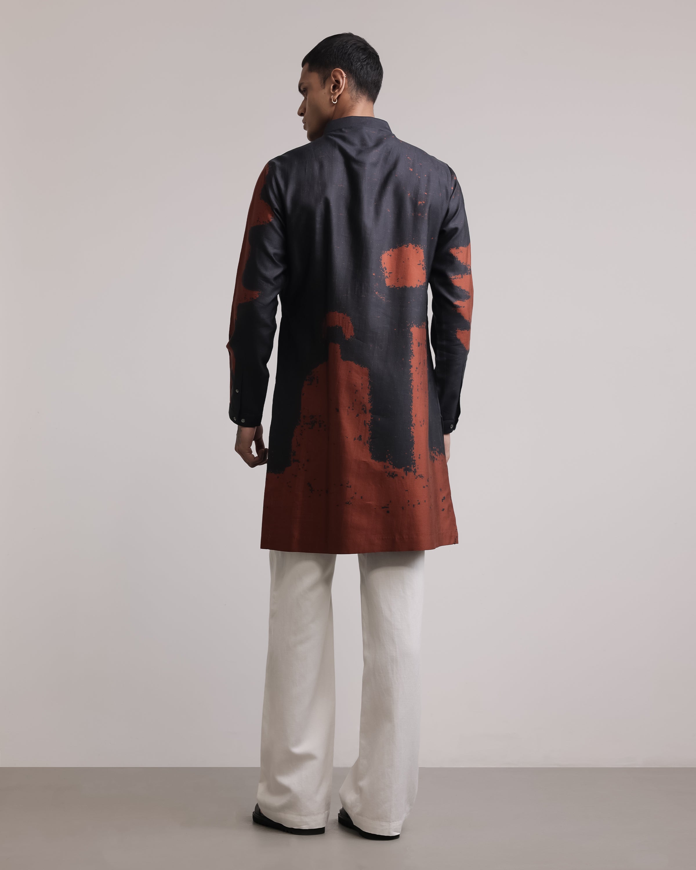 COUNTRYMADE Kurtas Upscale Fossil Print Silk Kurta kurta XS soie imprimée