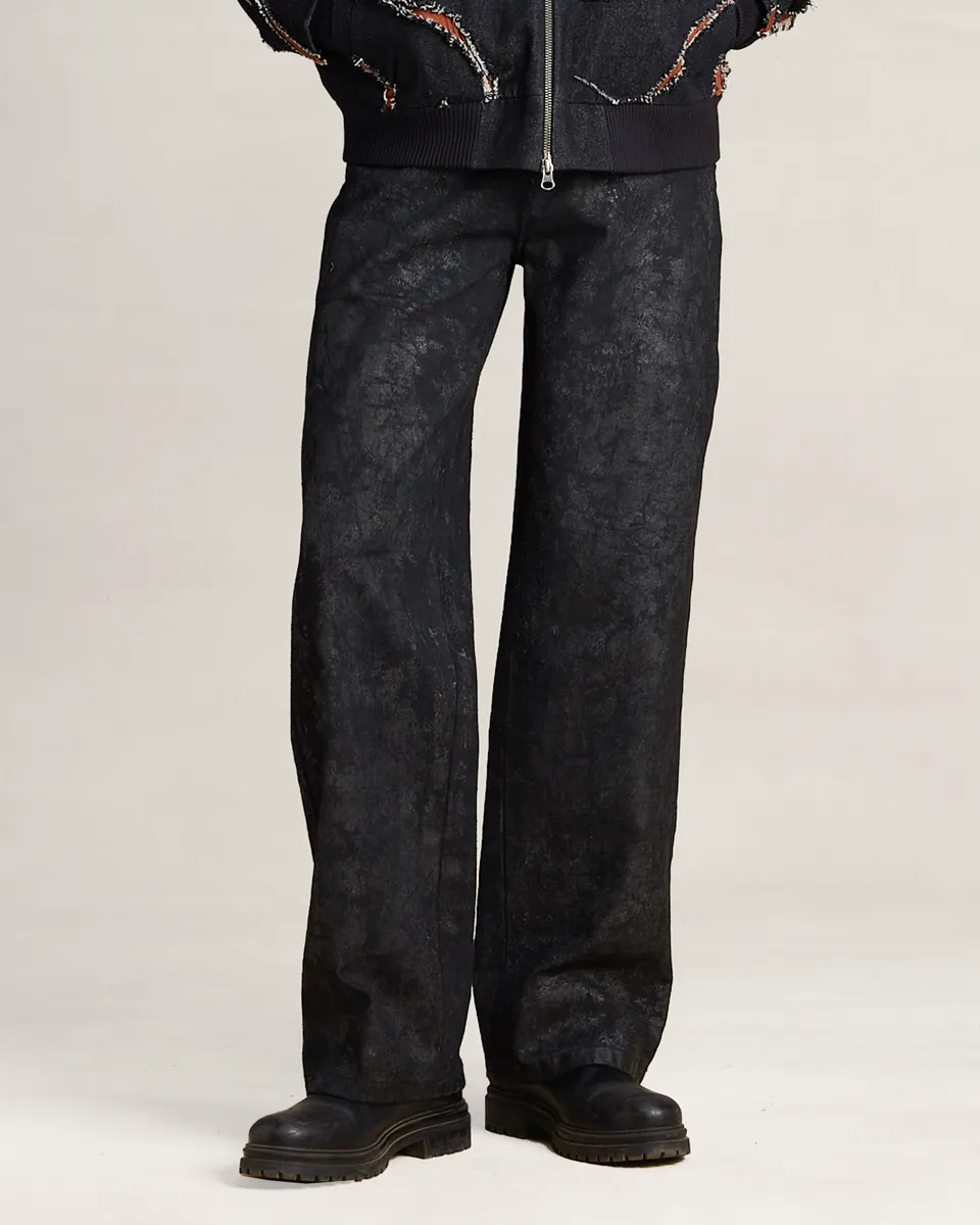 COUNTRYMADE Trousers CORRODE TAR PANTS pantalon en denim effet goudron