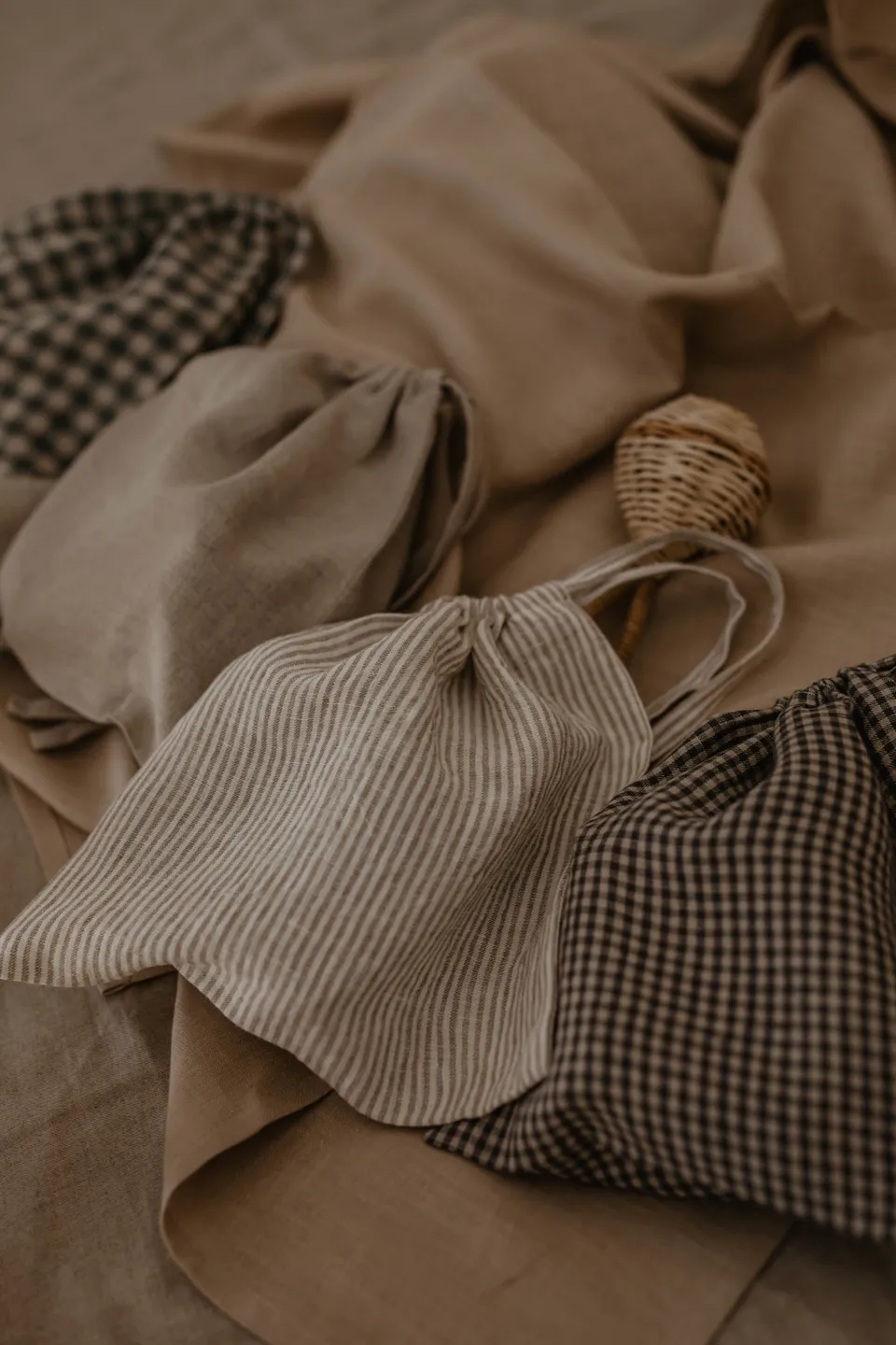 Laumė linen Home Edit Lot de 4 sacs de rangement en lin