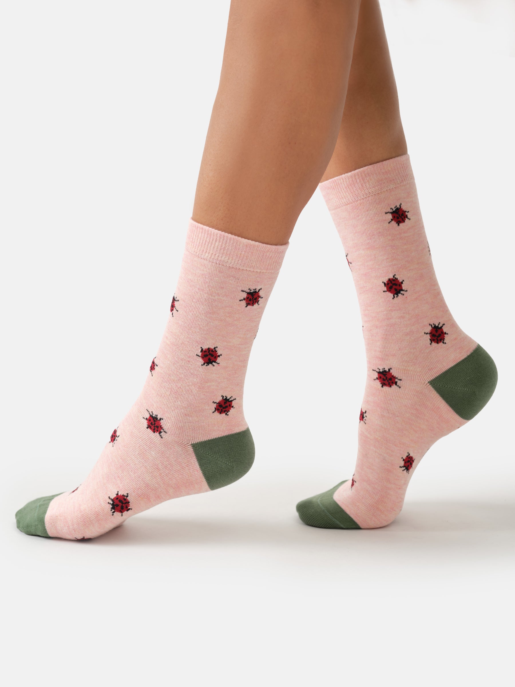 Sourire Multicolore Chaussettes femme chaussettes coccinelles bambou rose chiné taille 36/40