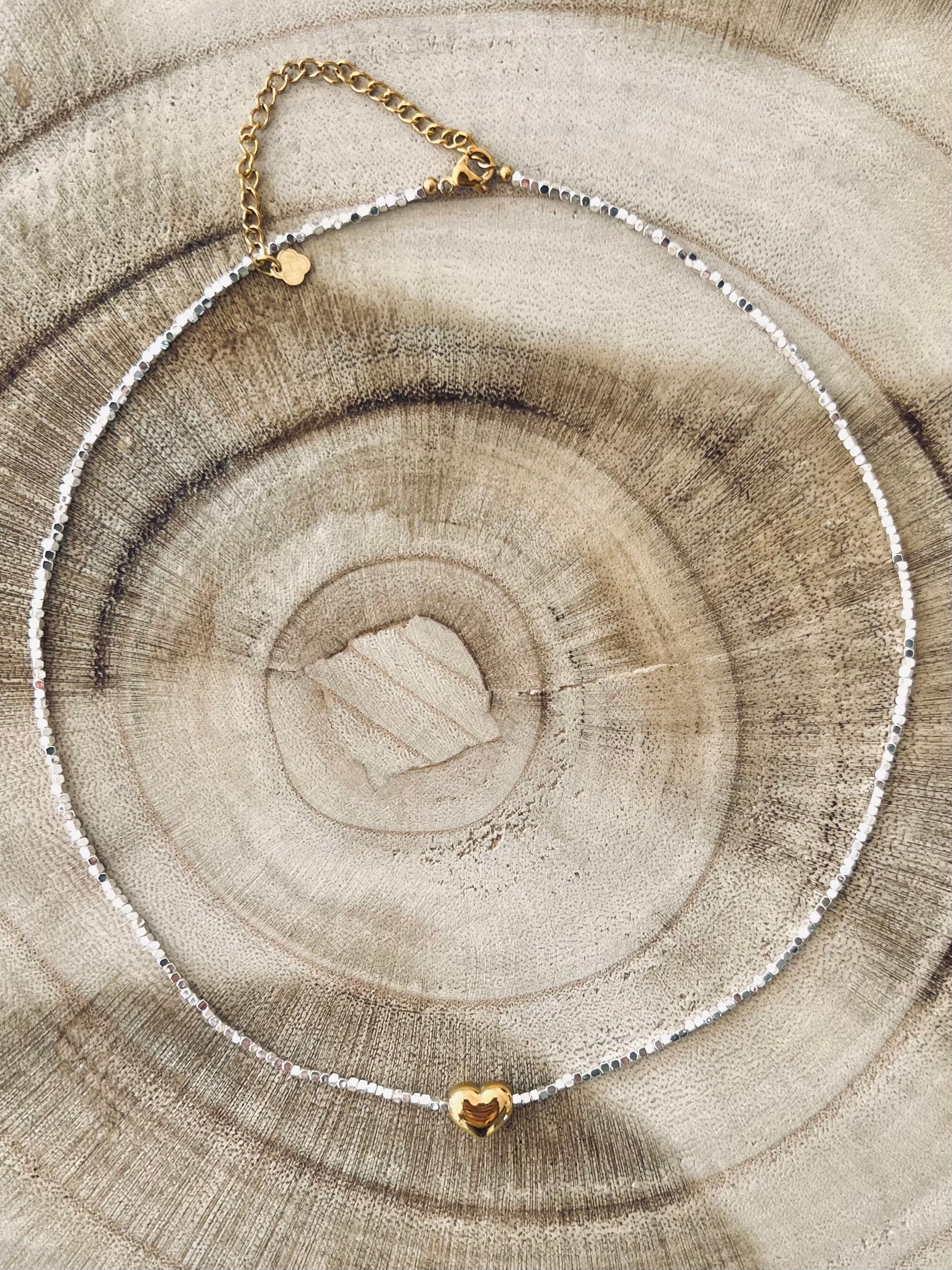 PANTRUCHE Colliers Collier JOLI CŒUR à perles argentées