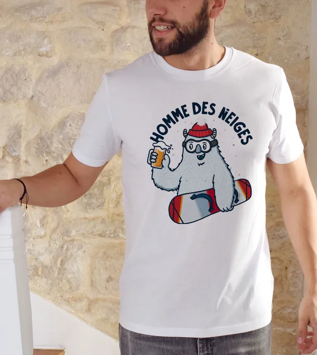 Juste Un T-shirt T-shirts Imprimés Homme des Neiges t-shirt imprimé blanc