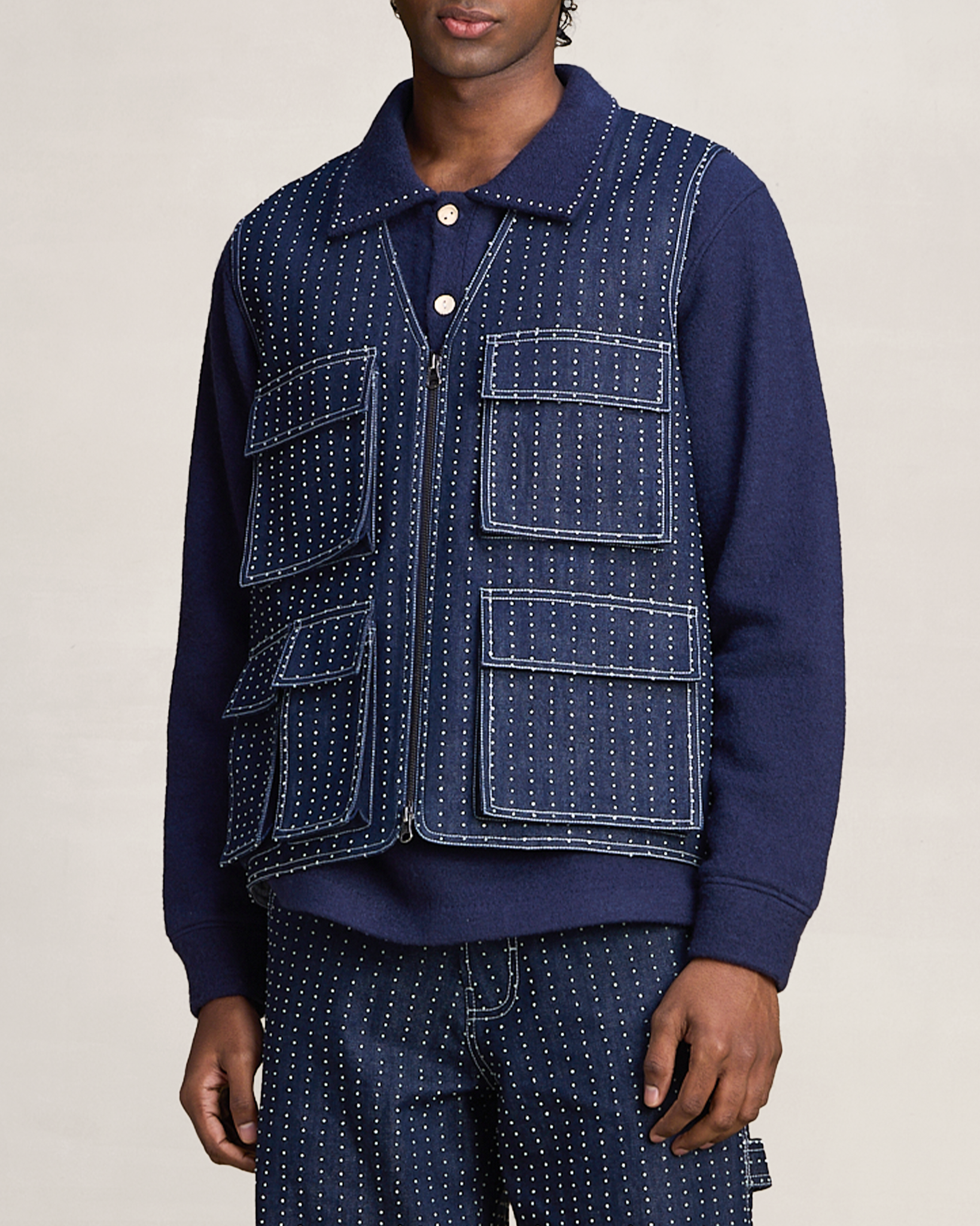 COUNTRYMADE Jackets HICKORY UTILITY VEST gilet denim brodé