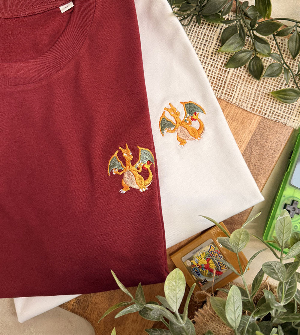 Juste Un T-shirt T-shirts Brodés Dracaufeu t-shirt brodé déstockage coton bio