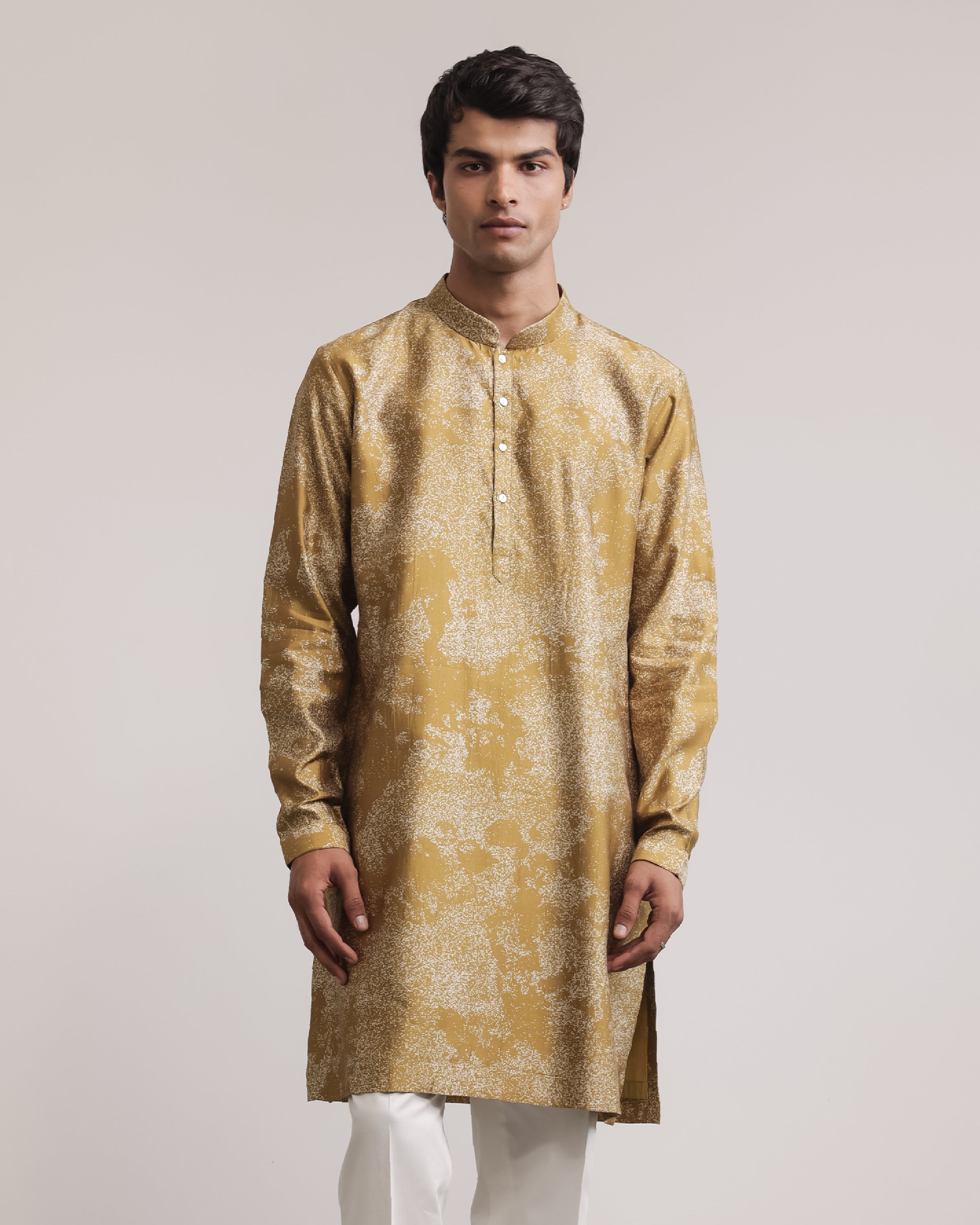 COUNTRYMADE Kurtas Dust Print Silk Kurta kurta en soie imprimé