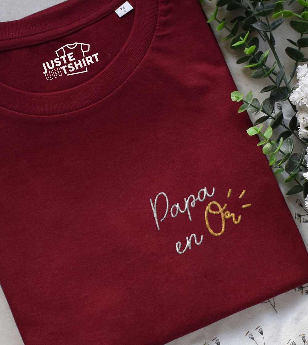 Juste Un T-shirt T-shirts Brodés Papa en Or t-shirt brodé