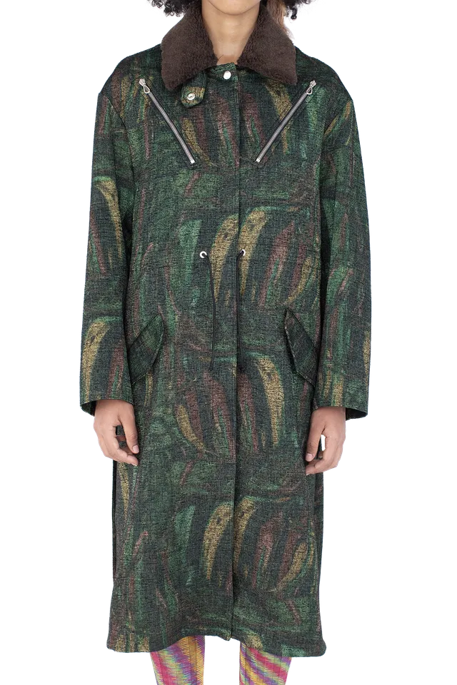 Kiko Kostadinov Outerwear OSPREY manteau imprimé plumes, taille réglable
