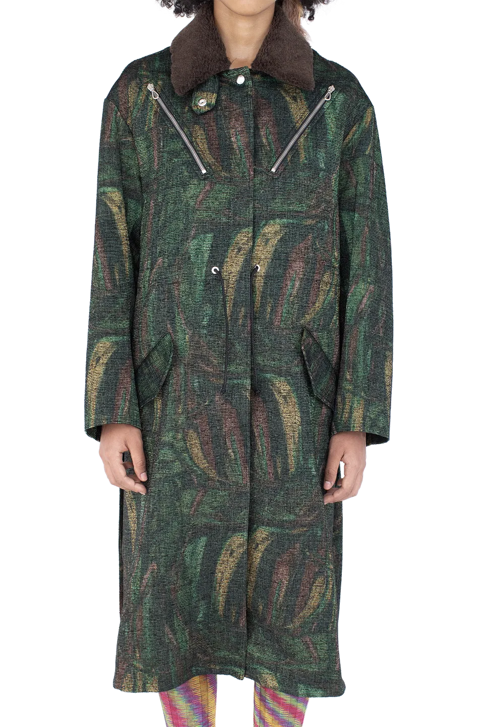 Kiko Kostadinov Outerwear OSPREY manteau imprimé plumes, taille réglable