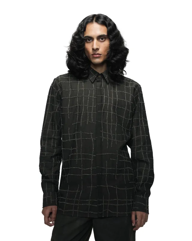 COUNTRYMADE Shirts Broken Plaid Brown Shirt chemise marron brodée
