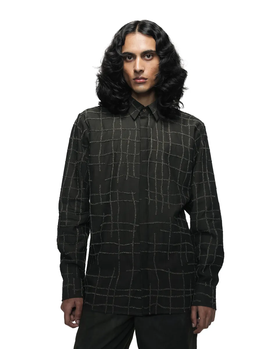 COUNTRYMADE Shirts Broken Plaid Brown Shirt chemise marron brodée