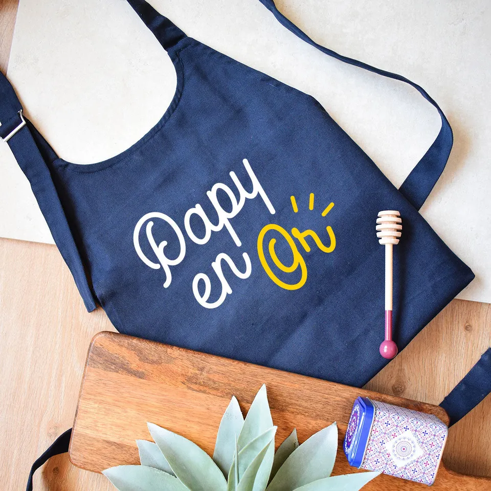 Juste Un T-shirt Tabliers Papy en Or tablier bleu marine