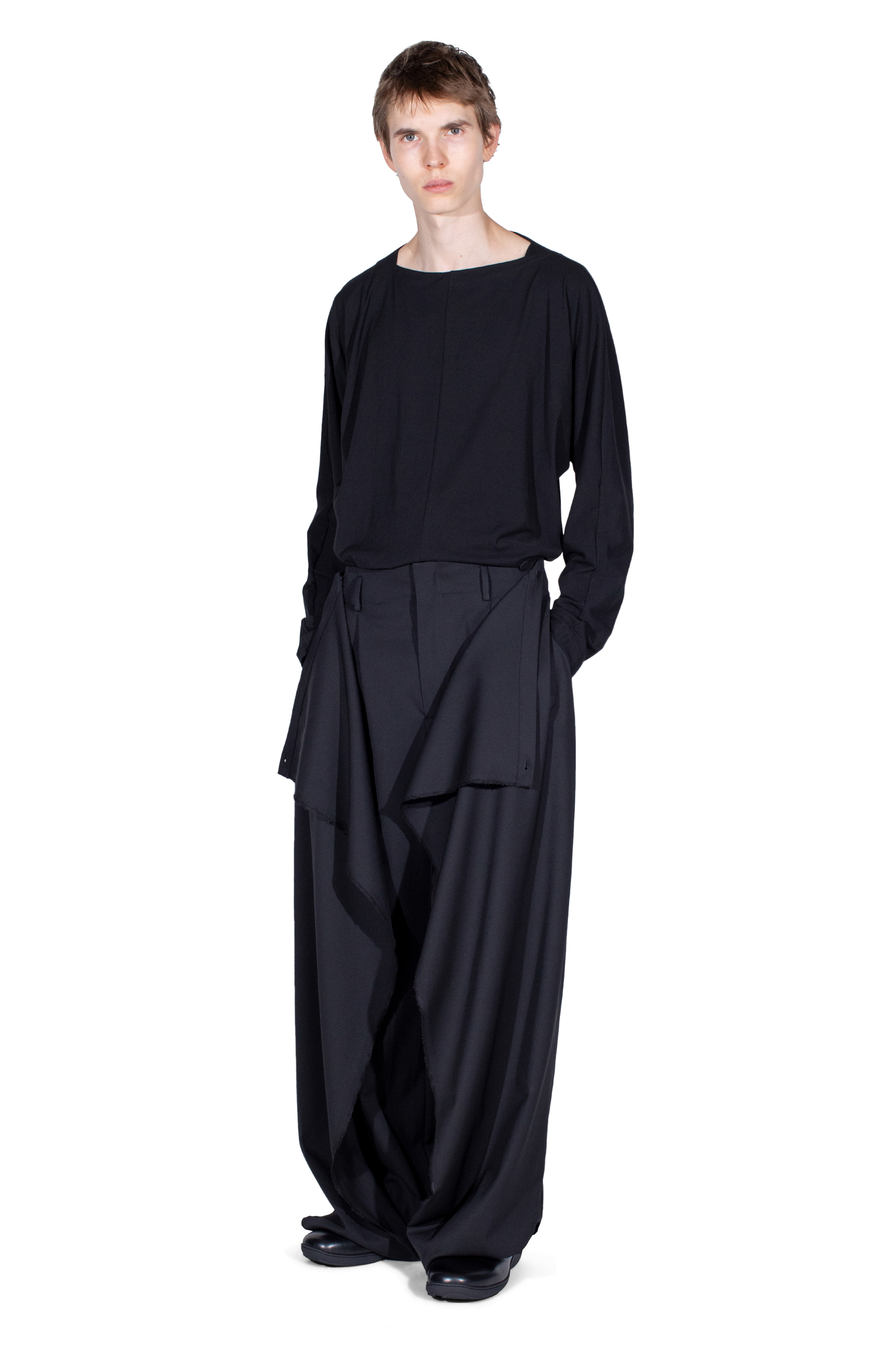 Kiko Kostadinov Bottoms CURSUS Drape Trousers pantalon noir laine