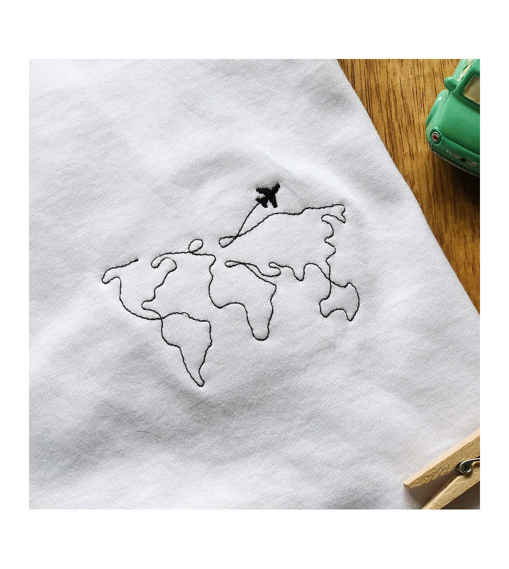Juste Un T-shirt T-shirts Brodés Tour du monde t-shirt blanc coton bio