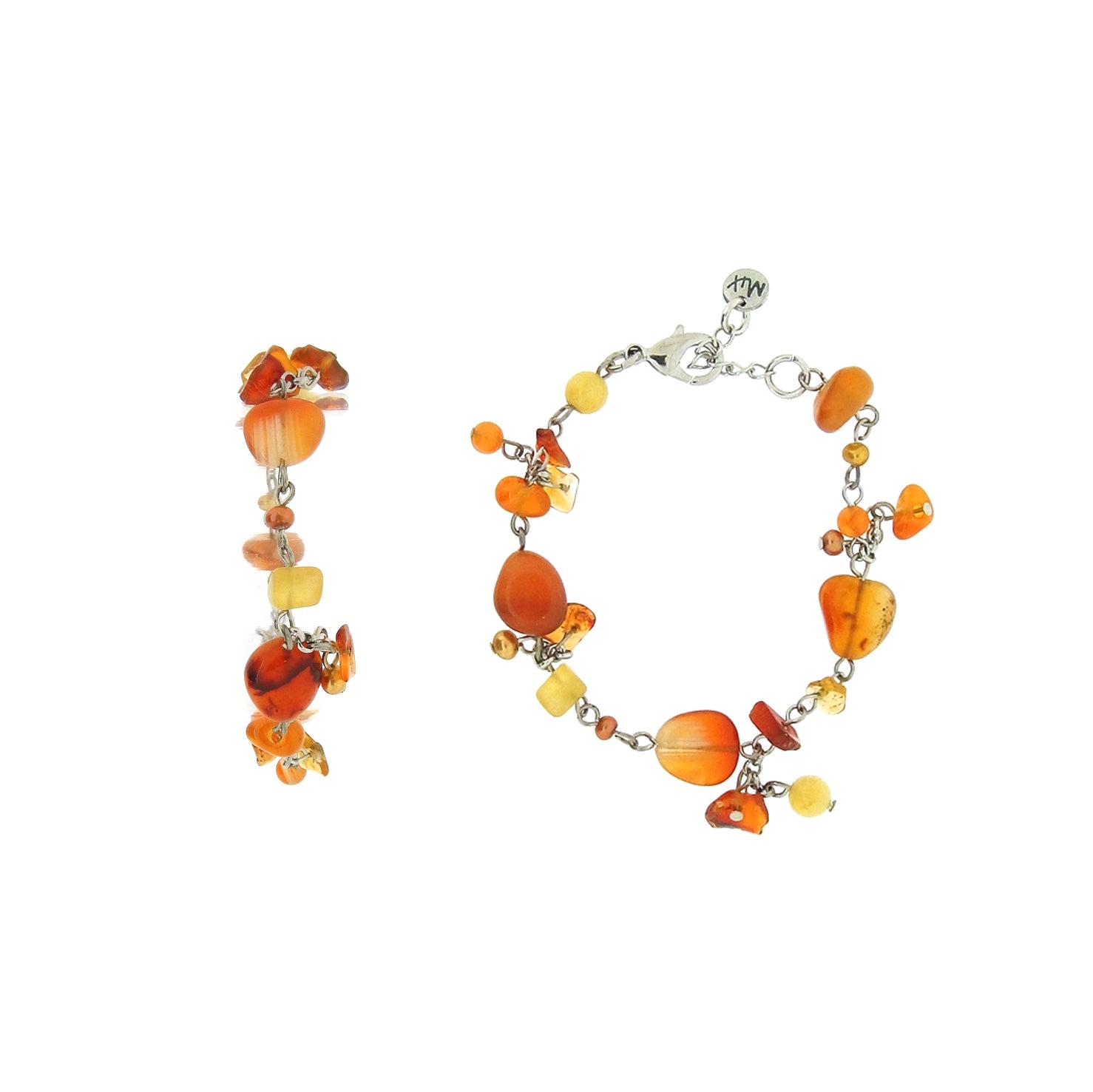 Culture Mix Bracelet petites pierres semi précieuses tons roses réglable