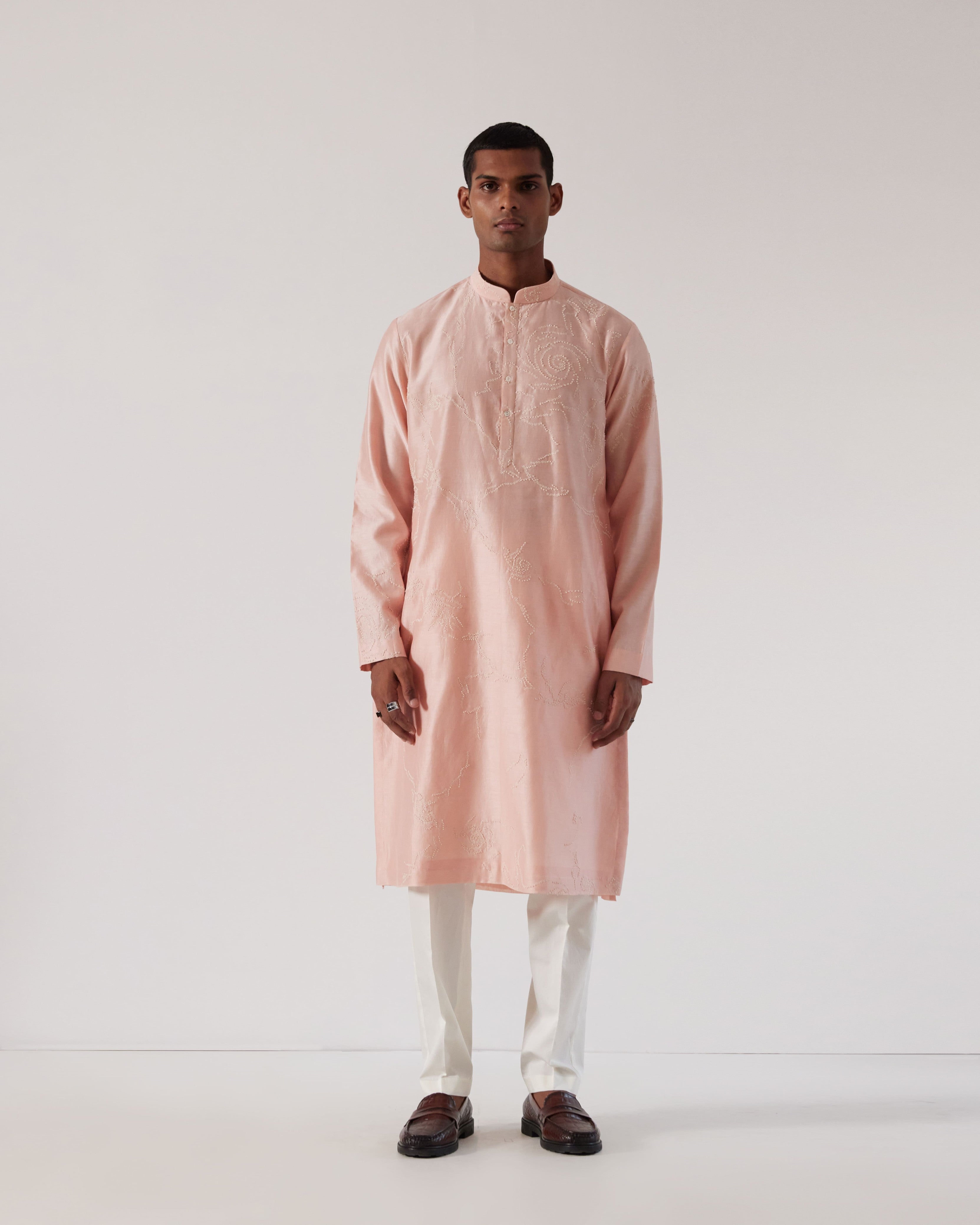 COUNTRYMADE Kurtas Black Hole Self Kurta Set rose