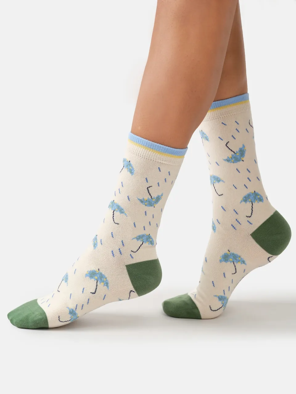 Sourire Multicolore Chaussettes femme chaussettes parapluies coton bio écru 36/40