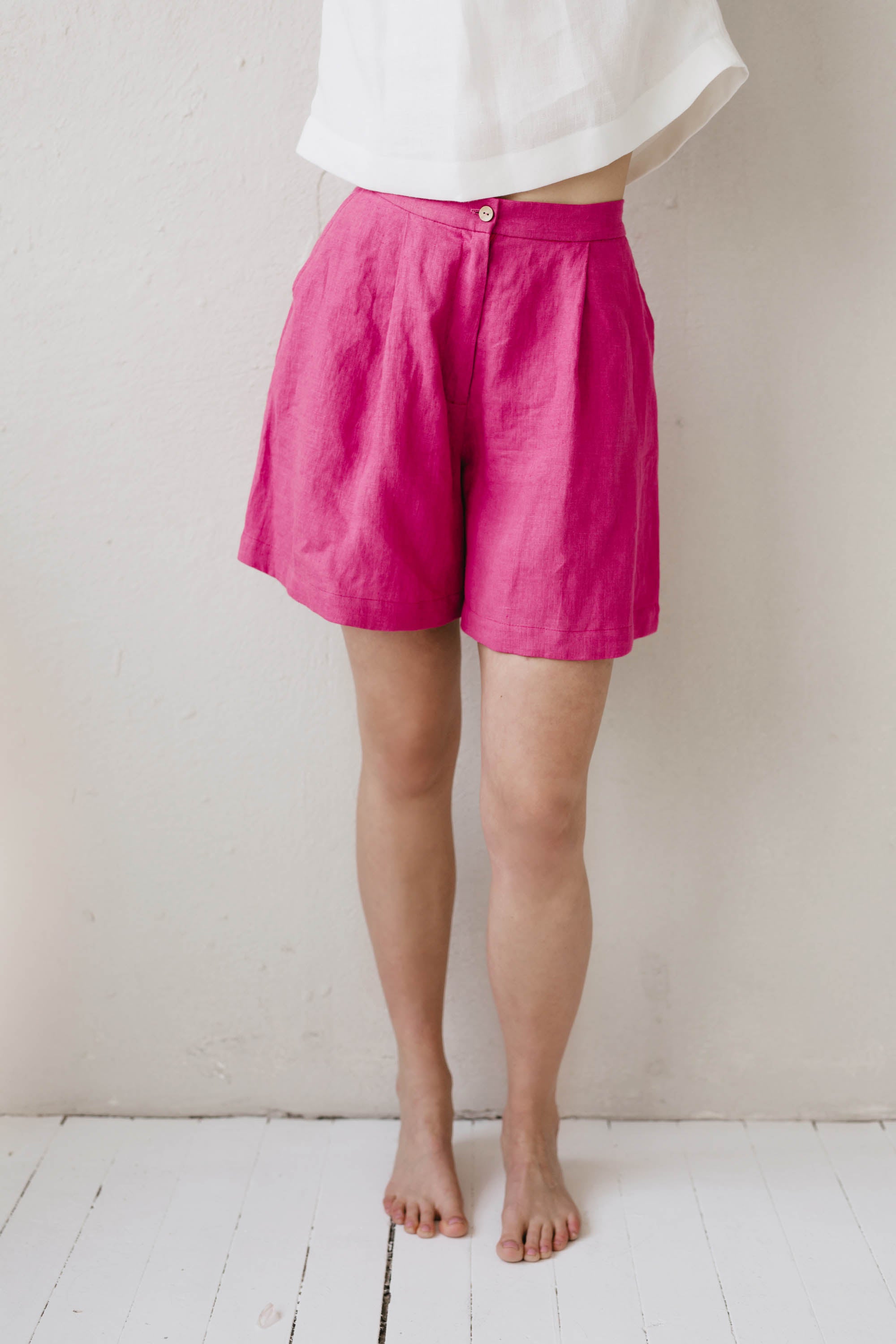 Laumė linen Linen Bottoms Urtė short en lin bleu ciel