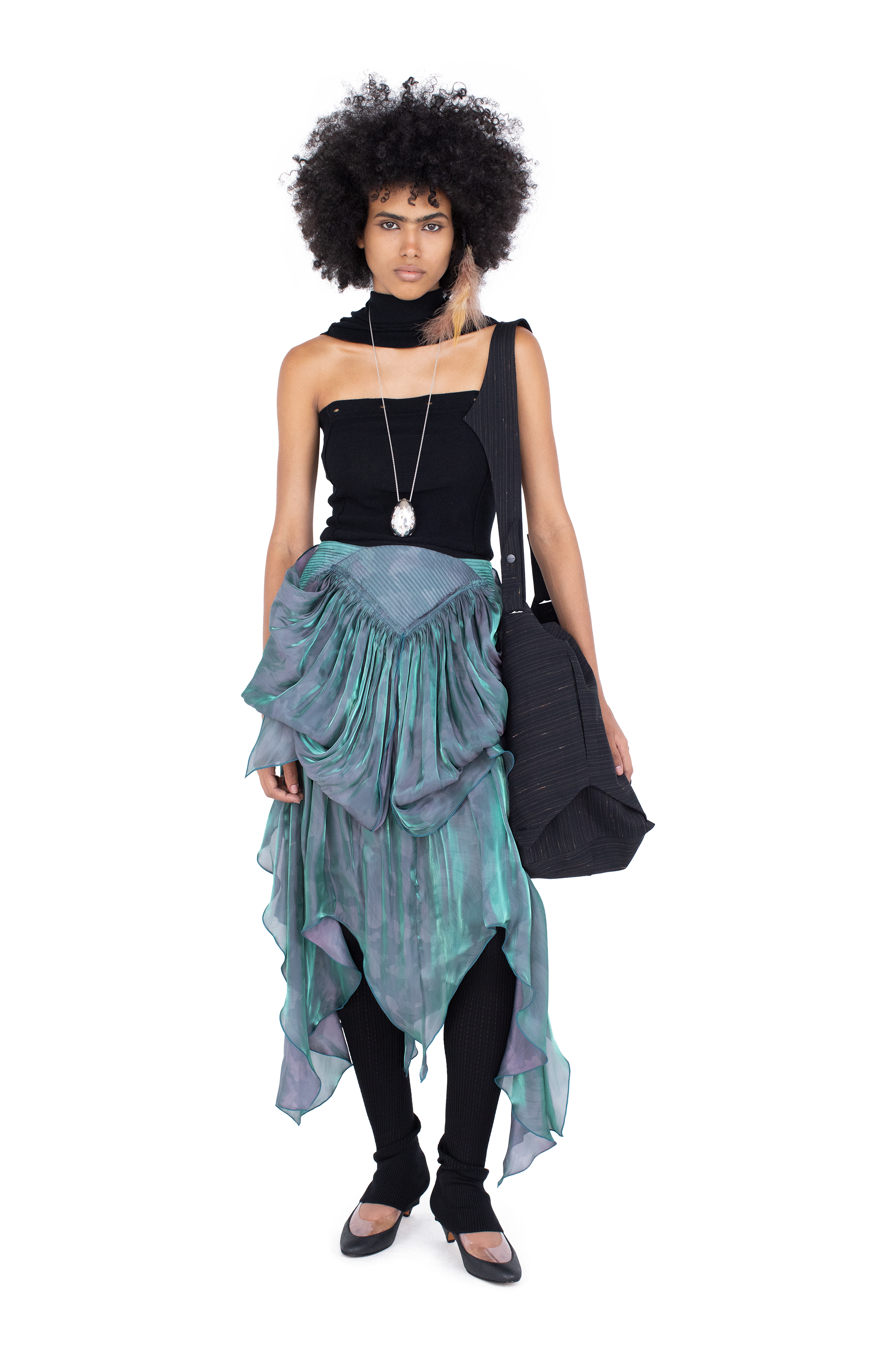 Kiko Kostadinov Bottoms ORIOLE Drape Skirt jupe Cobalt Brush, satin métallisé