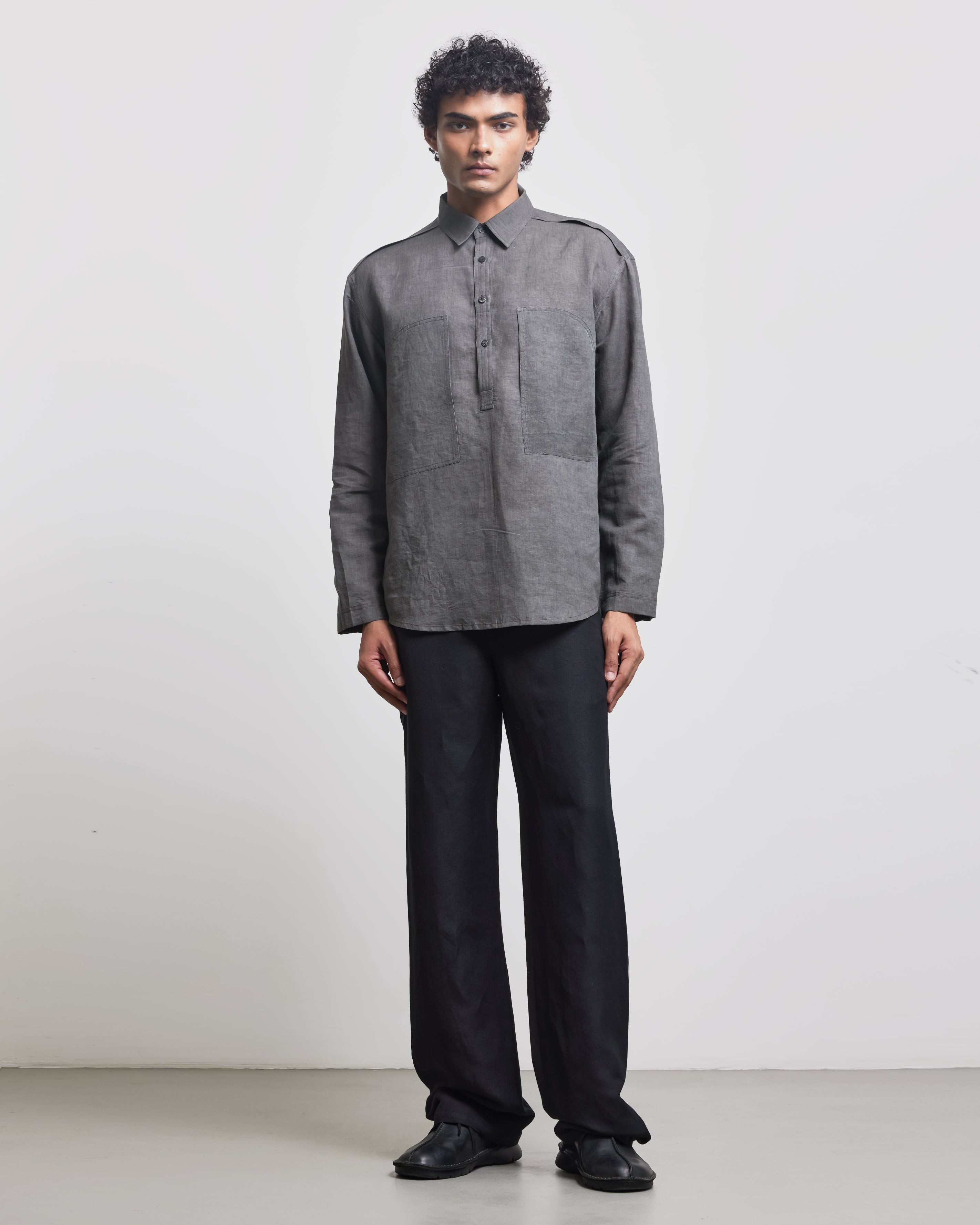 COUNTRYMADE Shirts STONE FADED HALF-PLACKET SHIRT chemise taille XS en lin