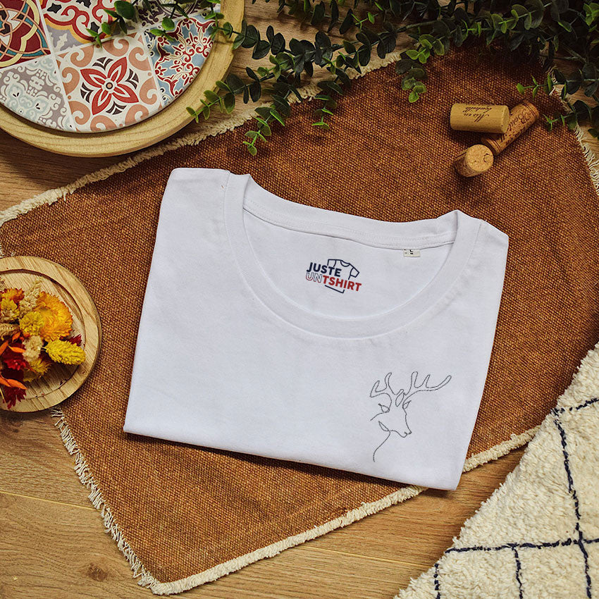 Juste Un T-shirt T-shirts Brodés Cerf t-shirt brodé animal