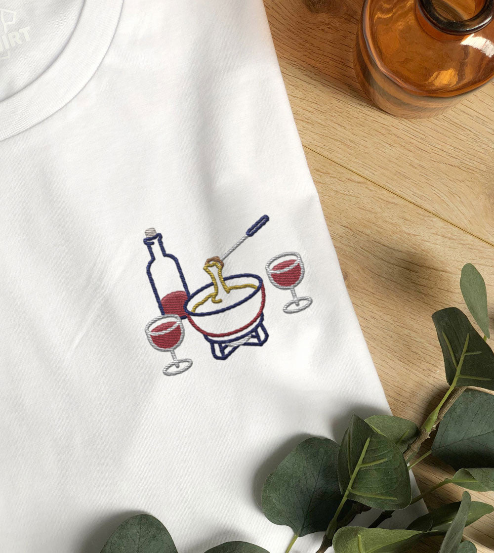Juste Un T-shirt T-shirts Brodés Fondue Savoyarde t-shirt brodé