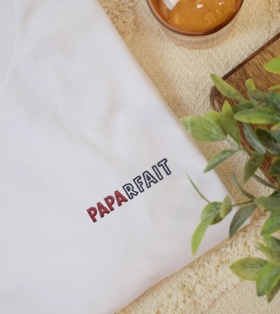 Juste Un T-shirt T-shirts Brodés Paparfait t-shirt blanc brodé