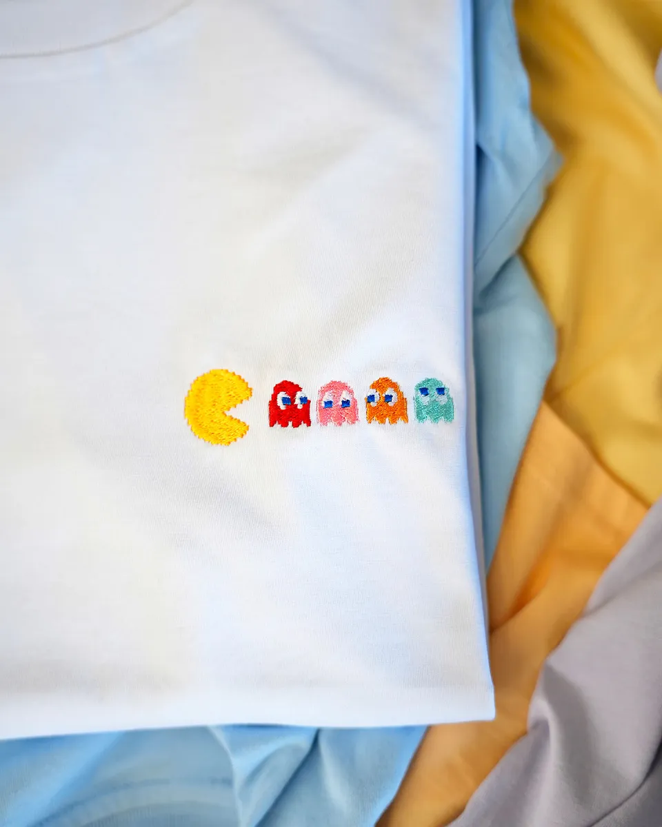 Juste Un T-shirt T-shirts Brodés Pac Man t-shirt brodé