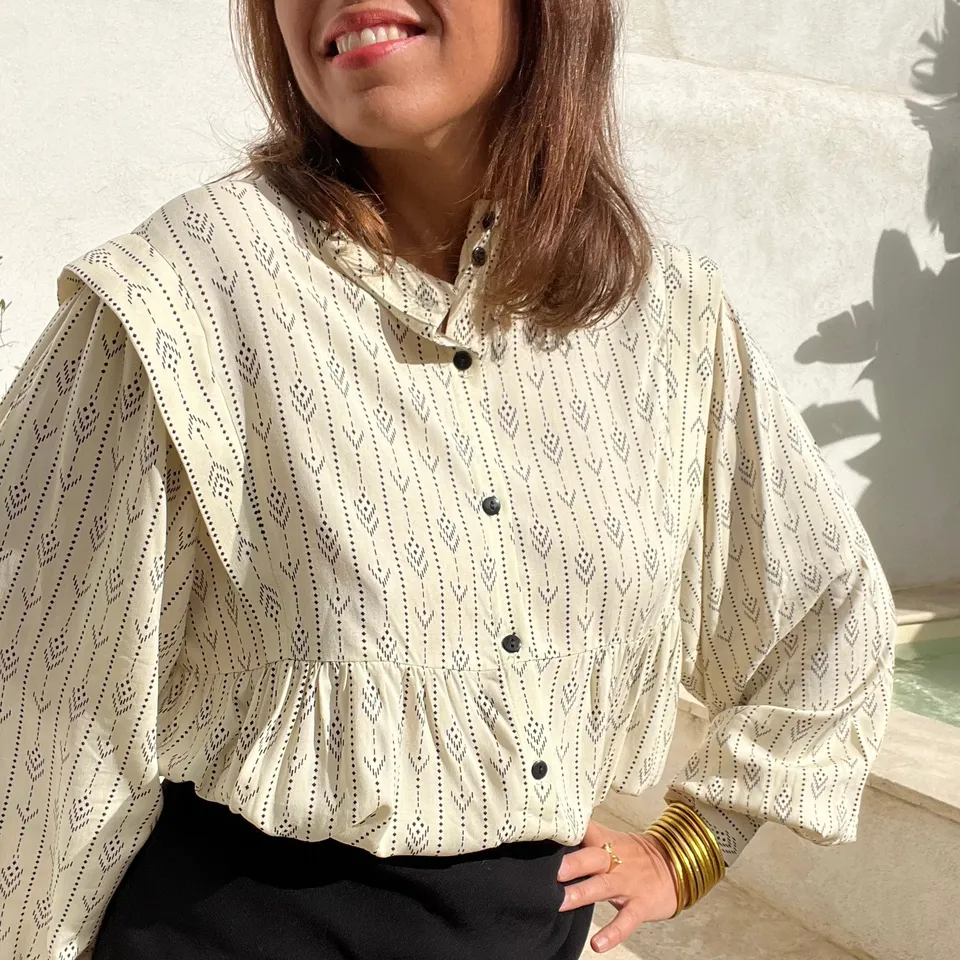 PANTRUCHE Chemises Blouse NINA Ethnique blouse crème viscose