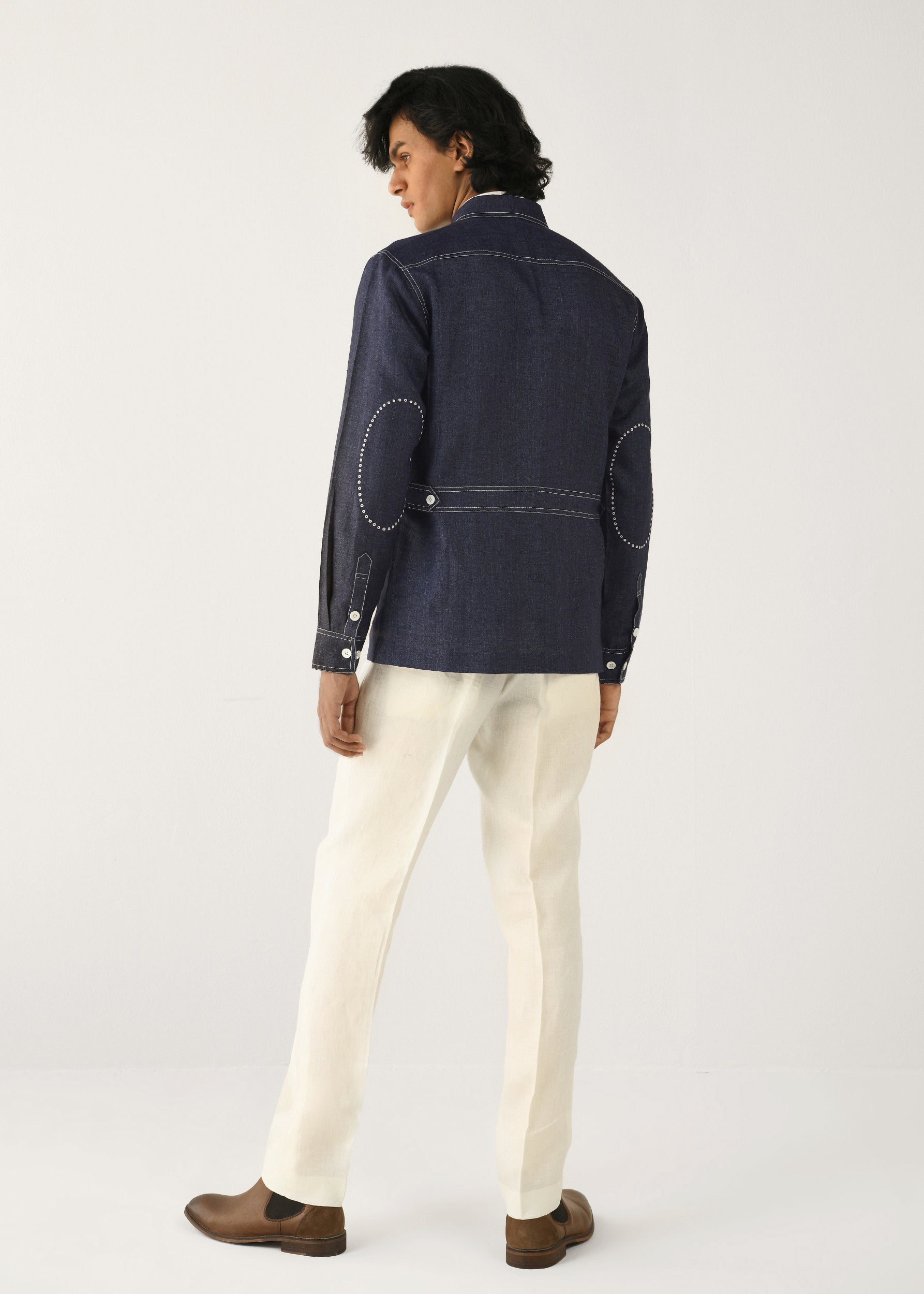 COUNTRYMADE Shirts Linen denim Overshirt surchemise marine en lin