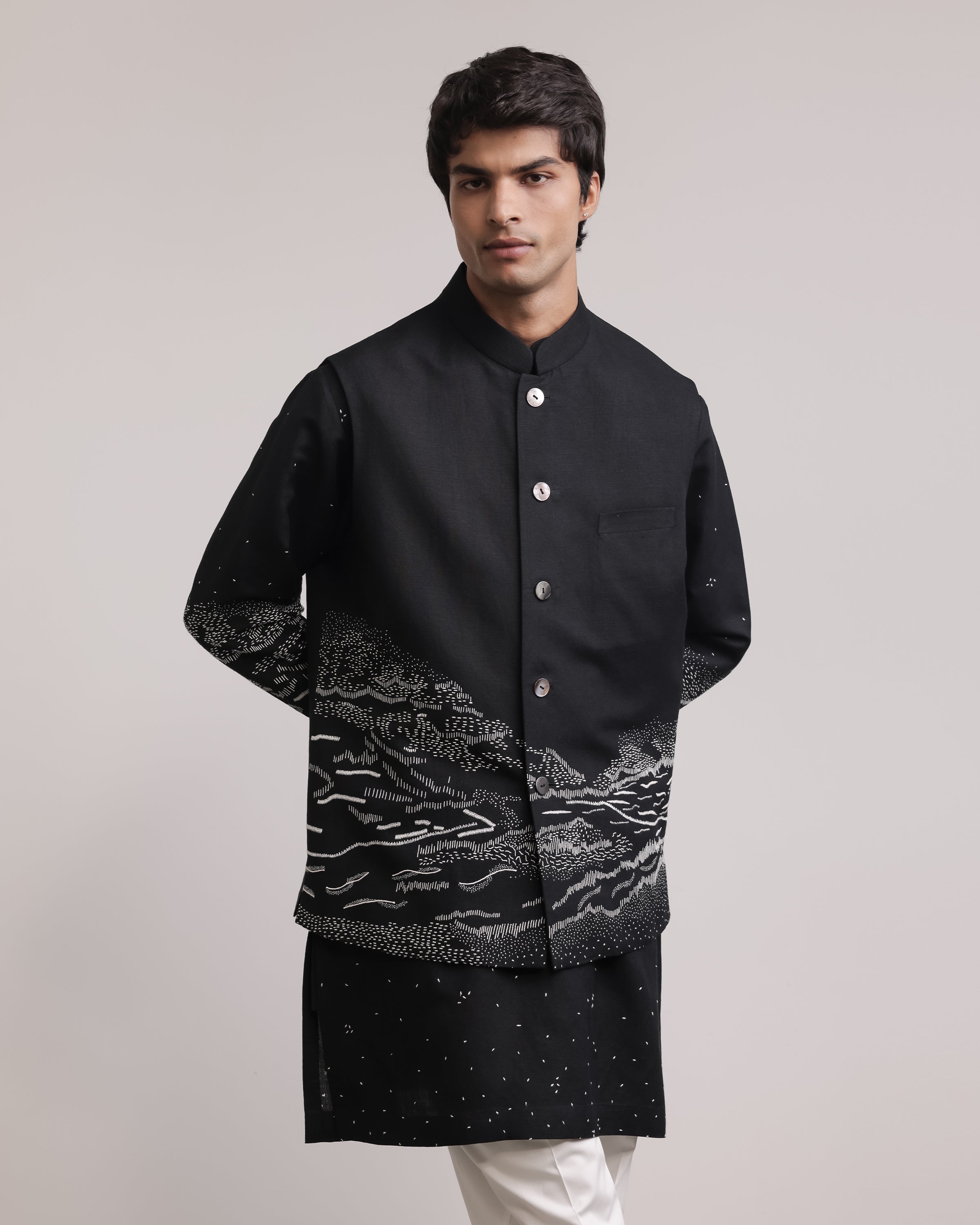 COUNTRYMADE Nehru Jackets Pathfinder Bundi Kurta Set ensemble XS lin