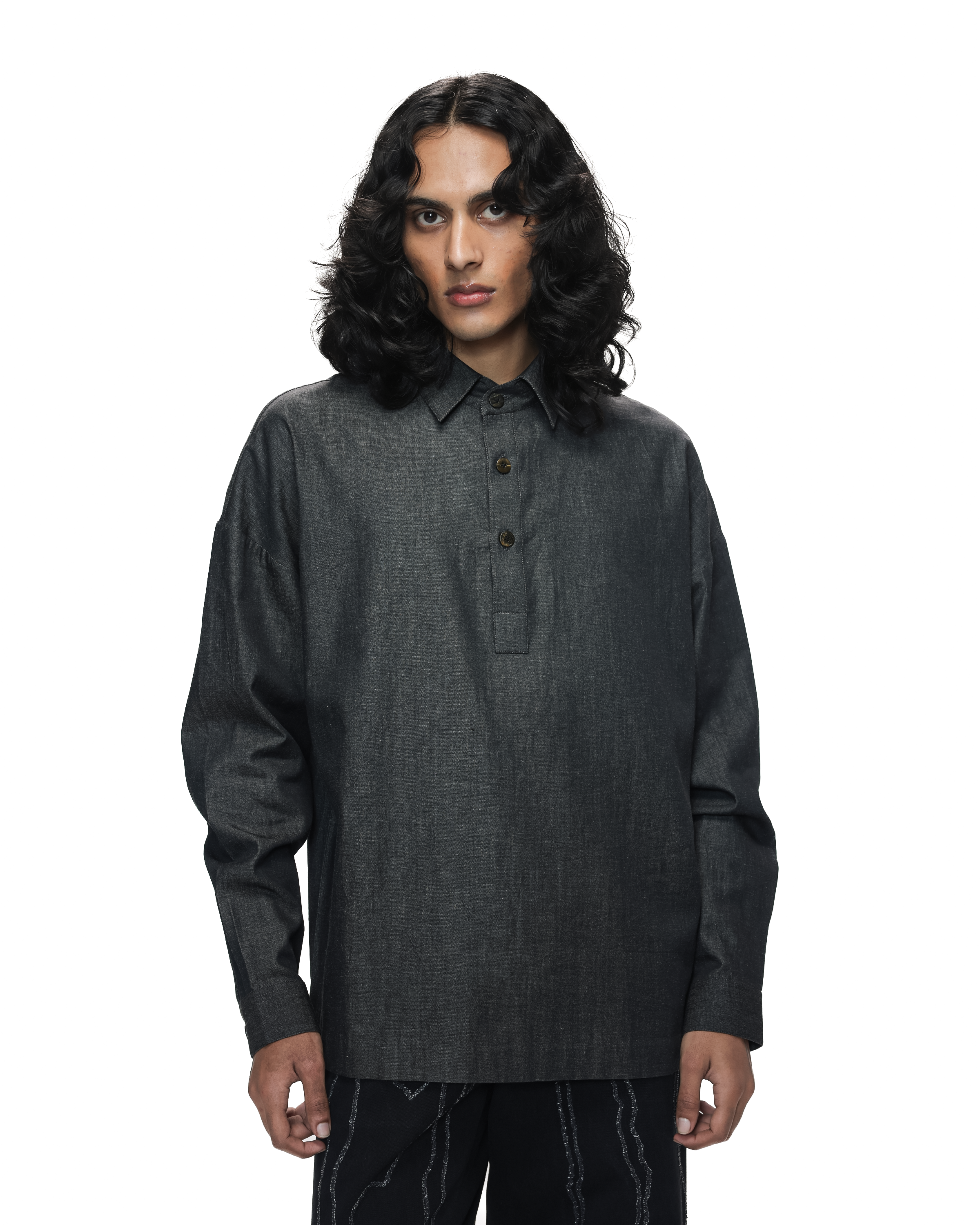 COUNTRYMADE Shirts Half-Placket Work Shirt chemise XS denim de coton léger