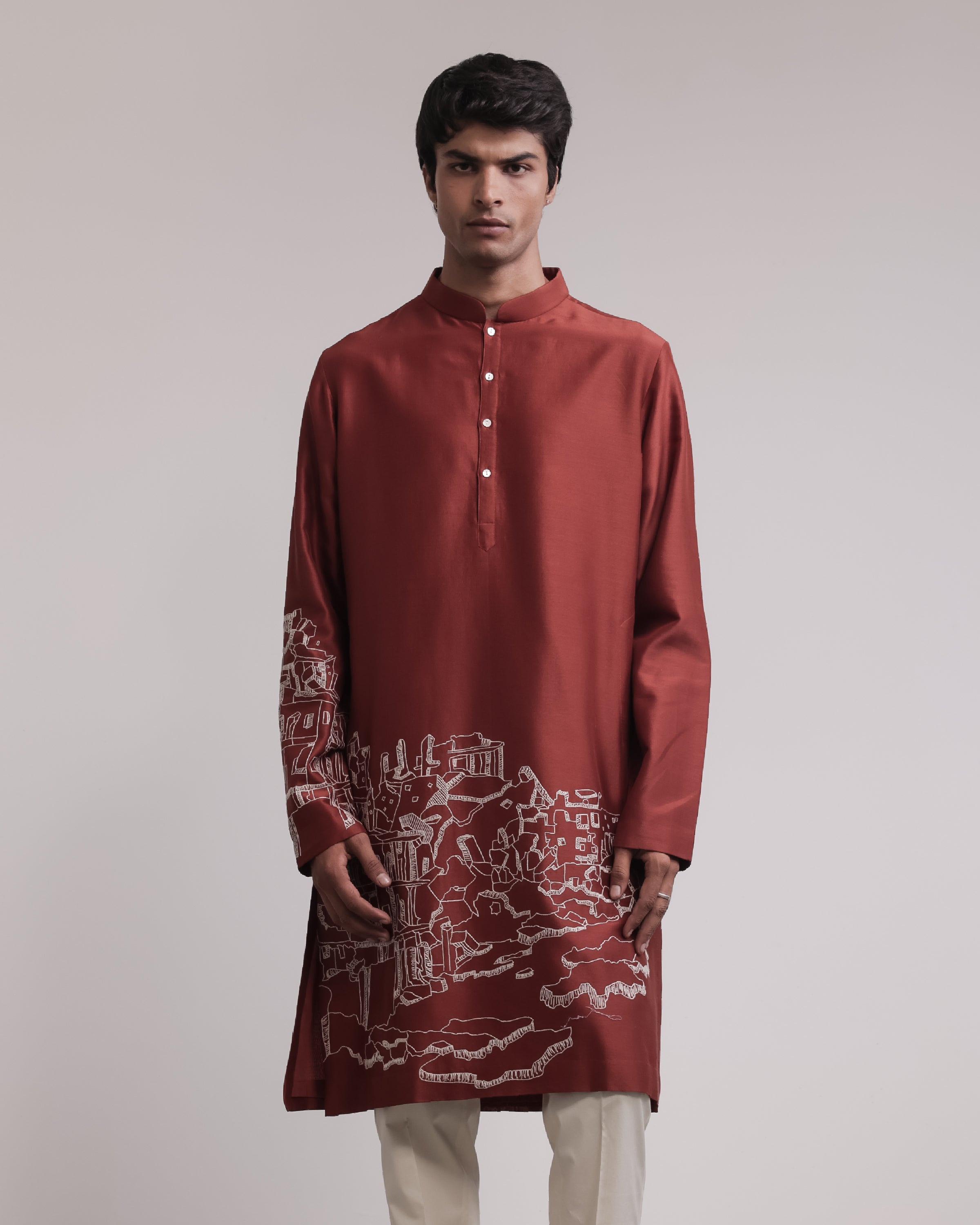 COUNTRYMADE Kurtas Ruined City Kurta Set ensemble kurta brodé rouille