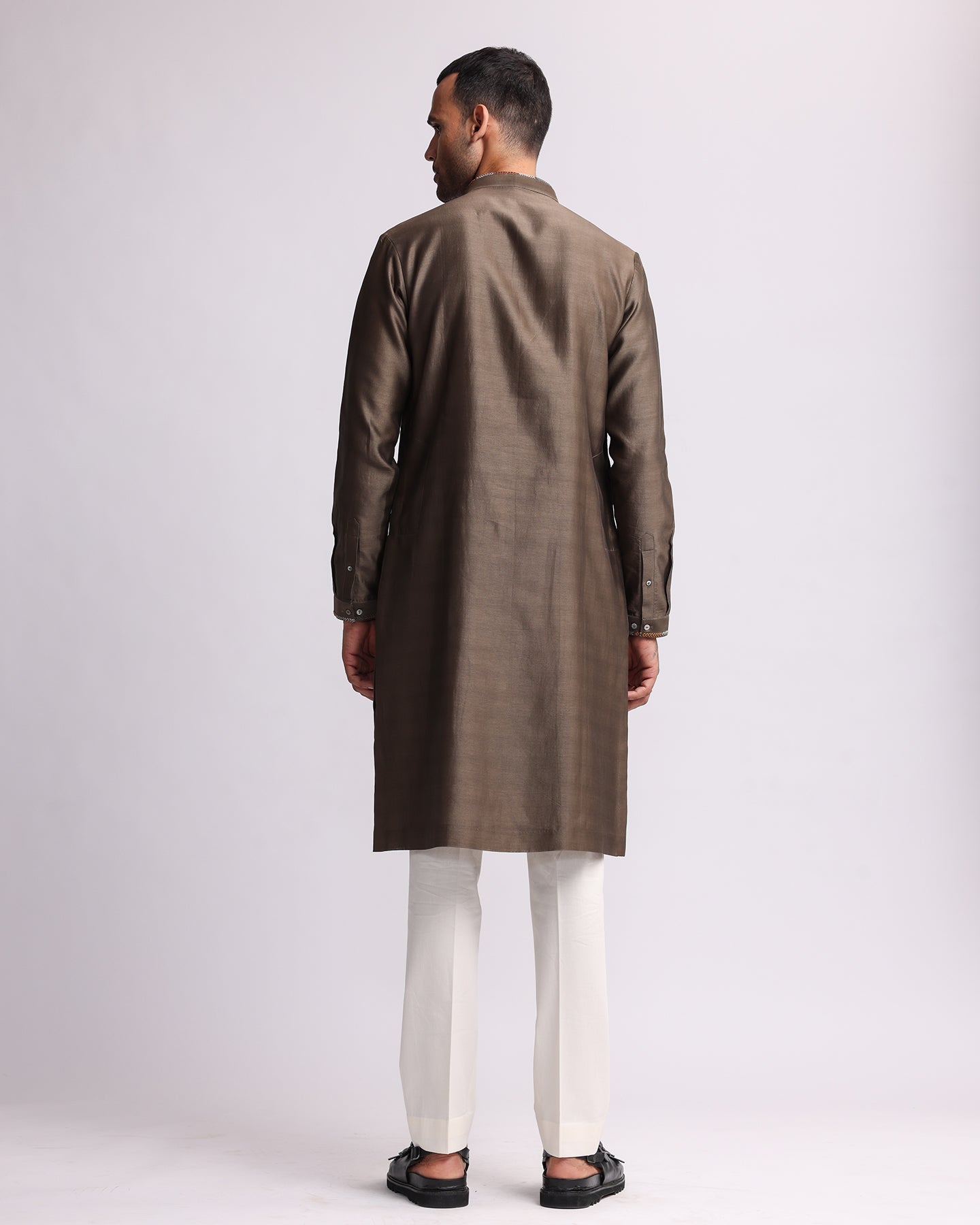 COUNTRYMADE Kurtas Multi-direction Hand Embroidered Olive Kurta Set ensemble kurta