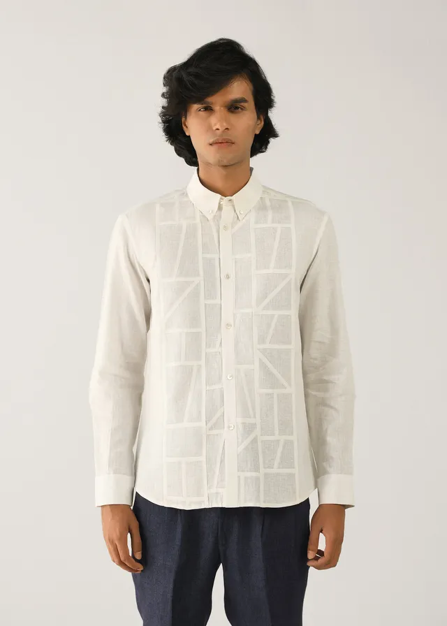 COUNTRYMADE Shirts Bojagi Shirt chemise lin écru patchwork
