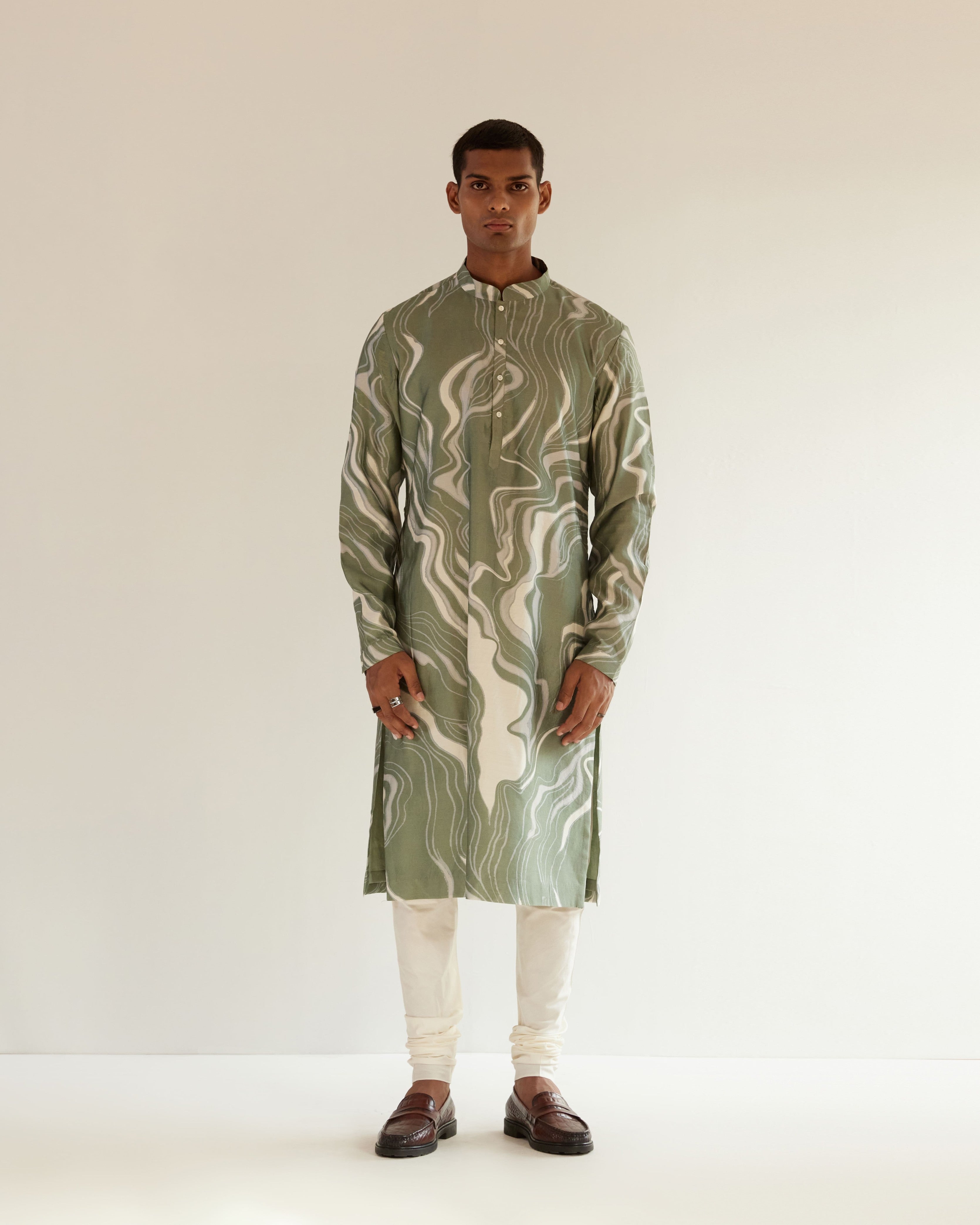 COUNTRYMADE Kurtas Infinity Print Kurta vert sauge