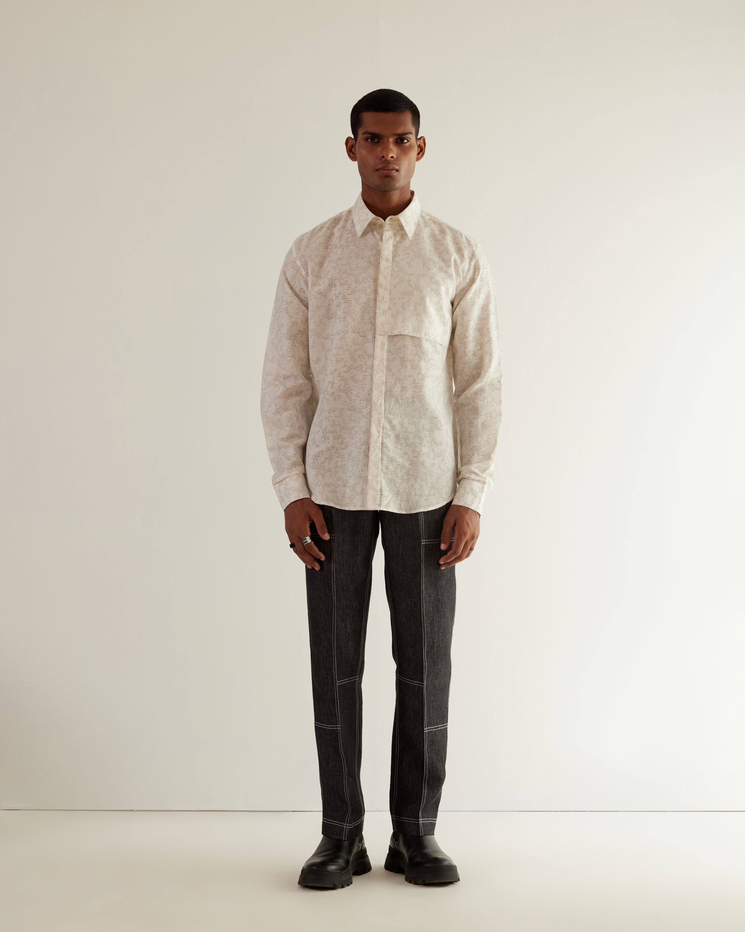 COUNTRYMADE Shirts Camo Block Flap Shirt chemise ivoire lin coton