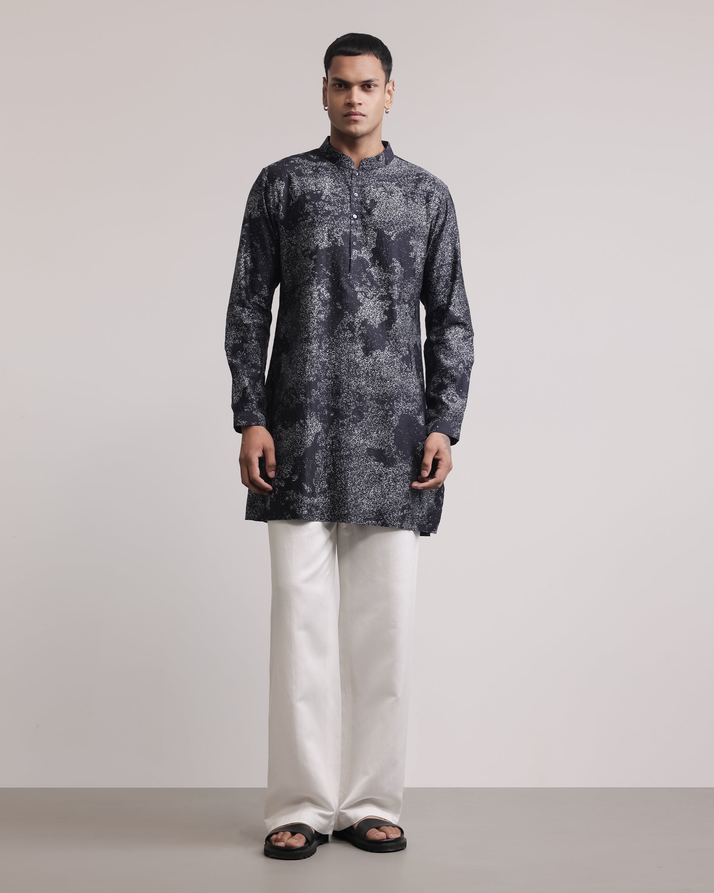 COUNTRYMADE Kurtas Dust Print Silk Kurta kurta en soie imprimée