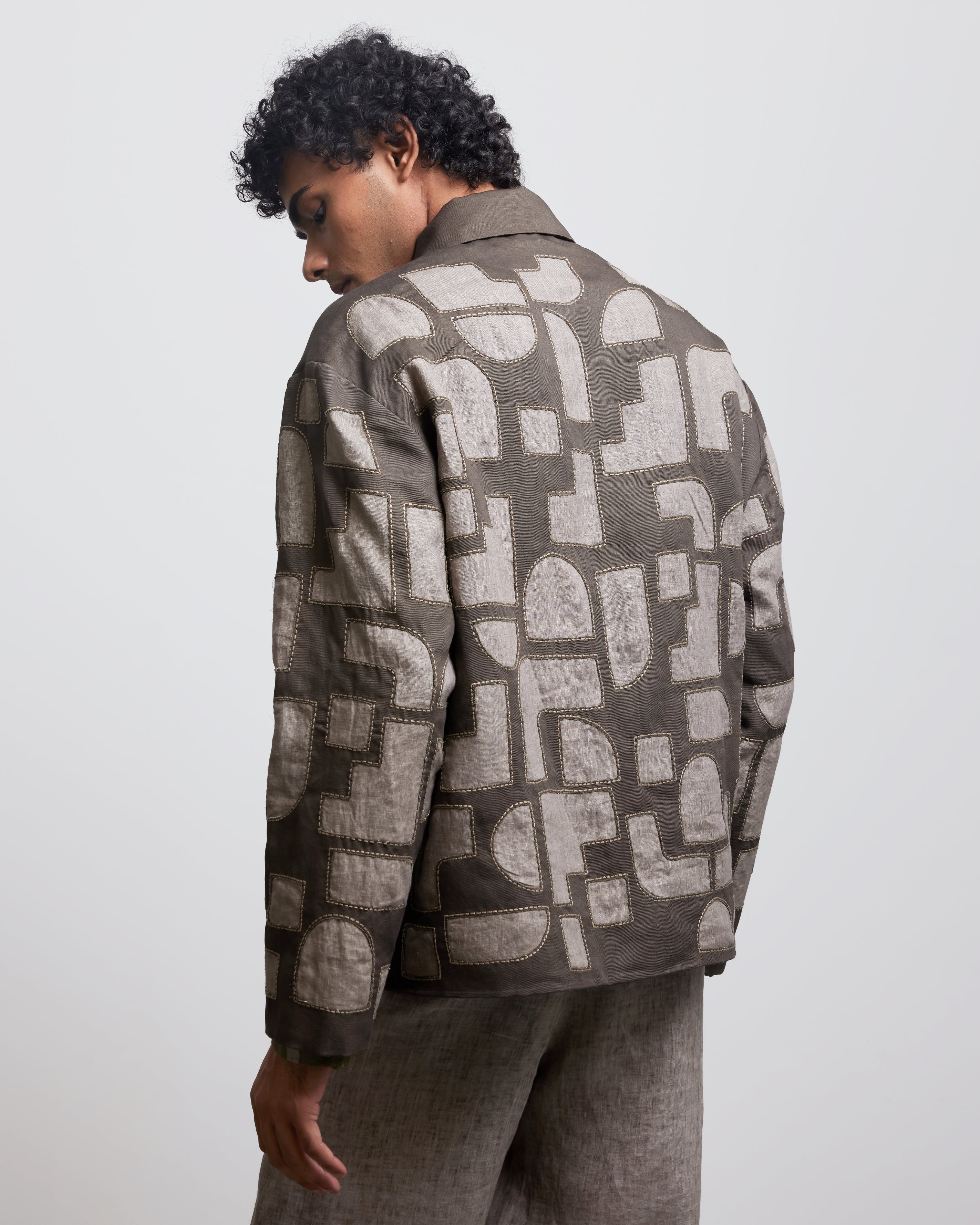 COUNTRYMADE Jackets REVERSE APPLIQUE BAUHAUS ARCH JACKET veste coton et lin brodée