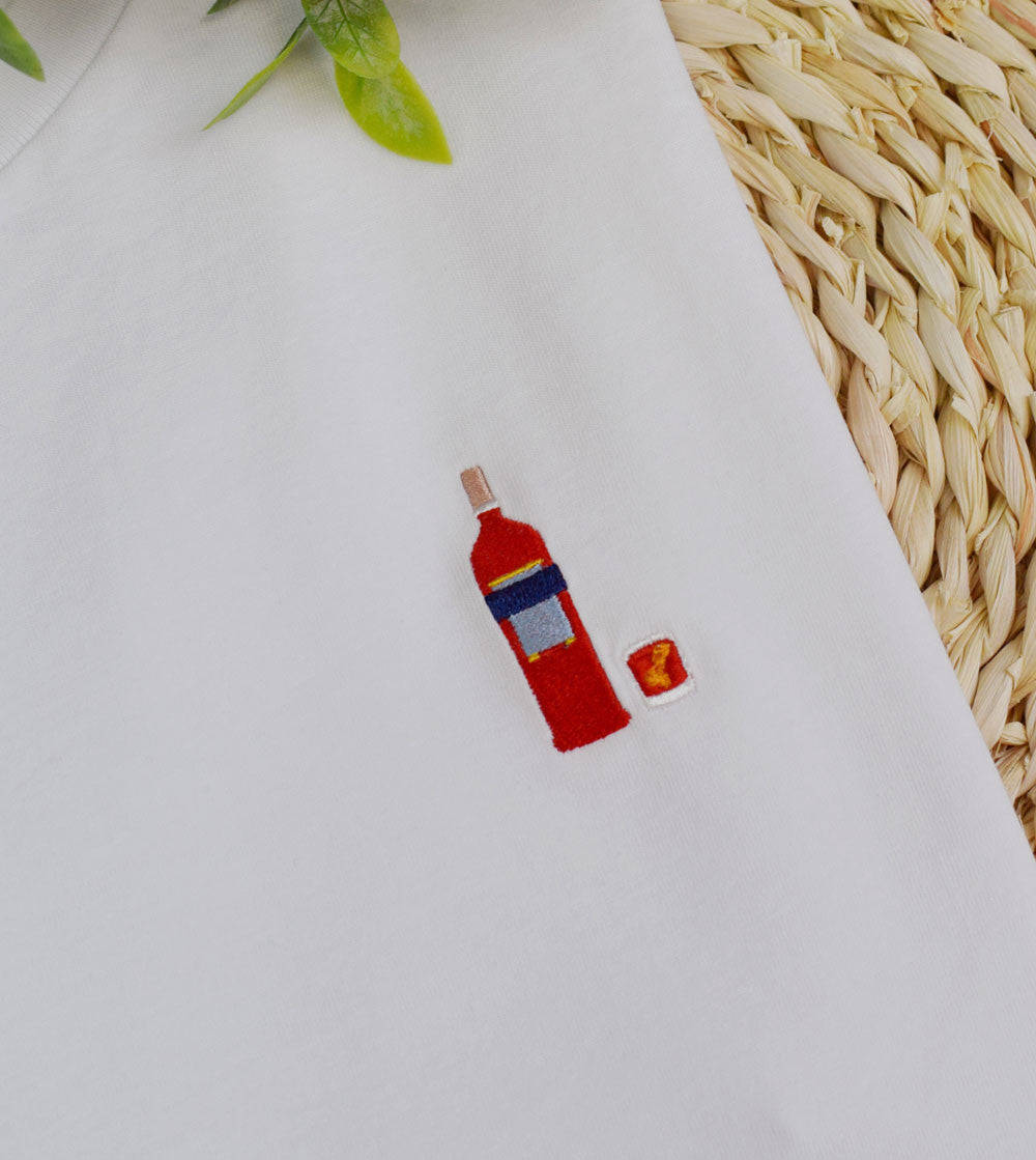 Juste Un T-shirt T-shirts Brodés Negroni t-shirt Blanc brodé coton biologique