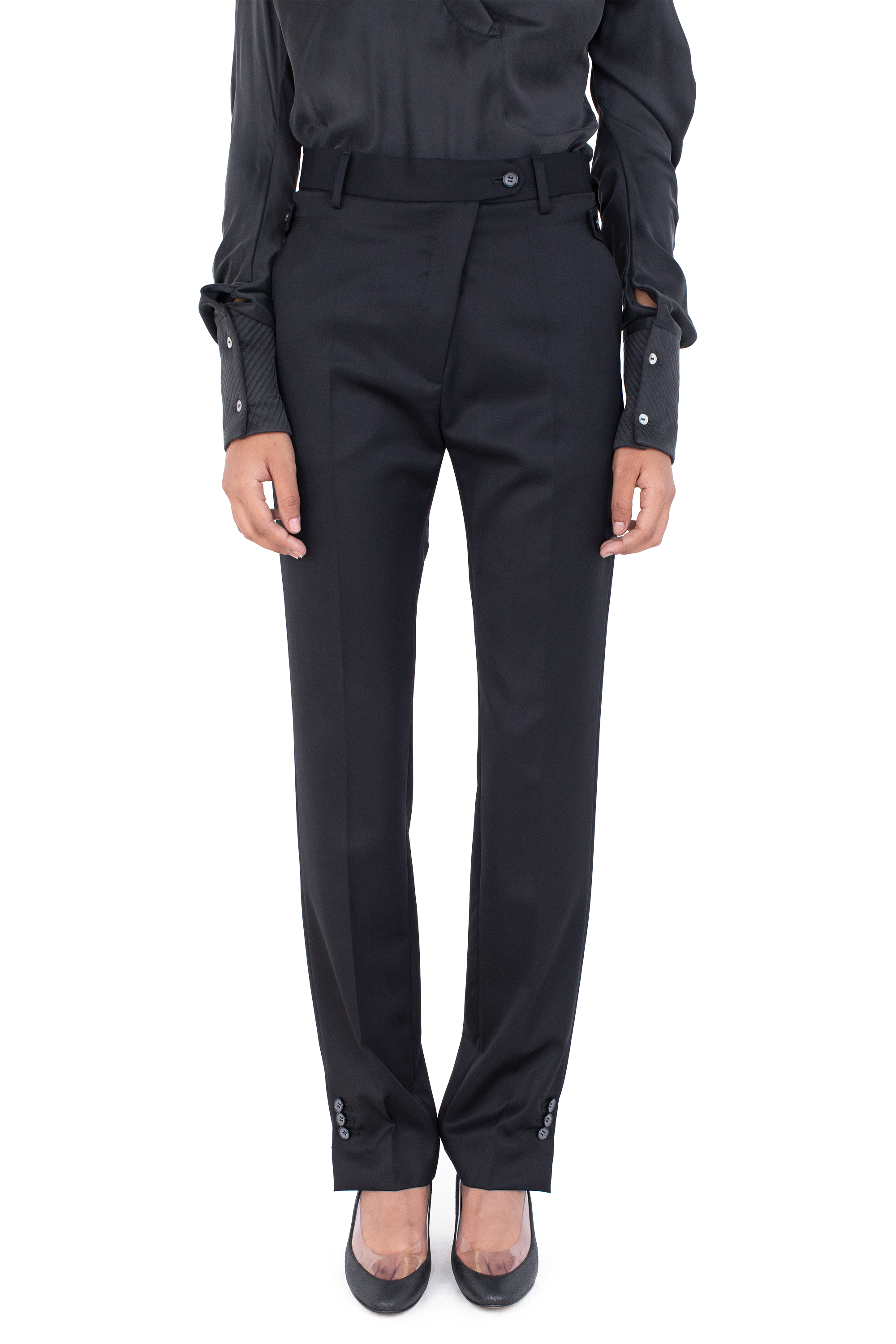 Kiko Kostadinov Bottoms EGRET Tailored Trousers pantalon noir laine