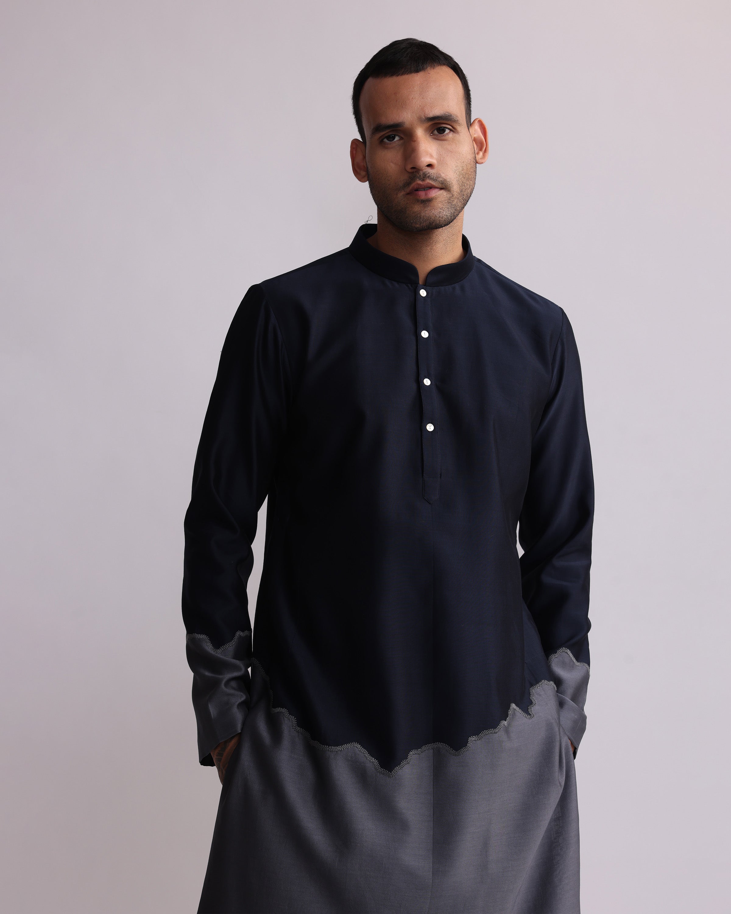 COUNTRYMADE Kurtas Half and Half Kurta With Matching Pants ensemble chanderi