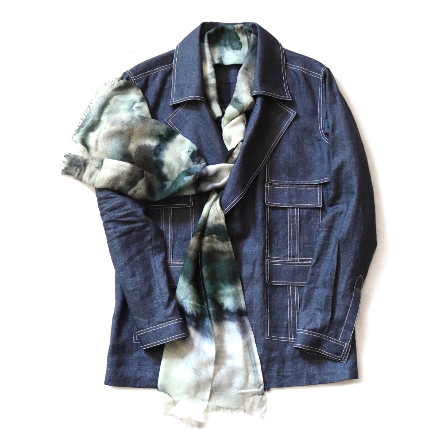 COUNTRYMADE Accessories Camouflaged clouds scarf écharpe laine cachemire 70 x 200 cm
