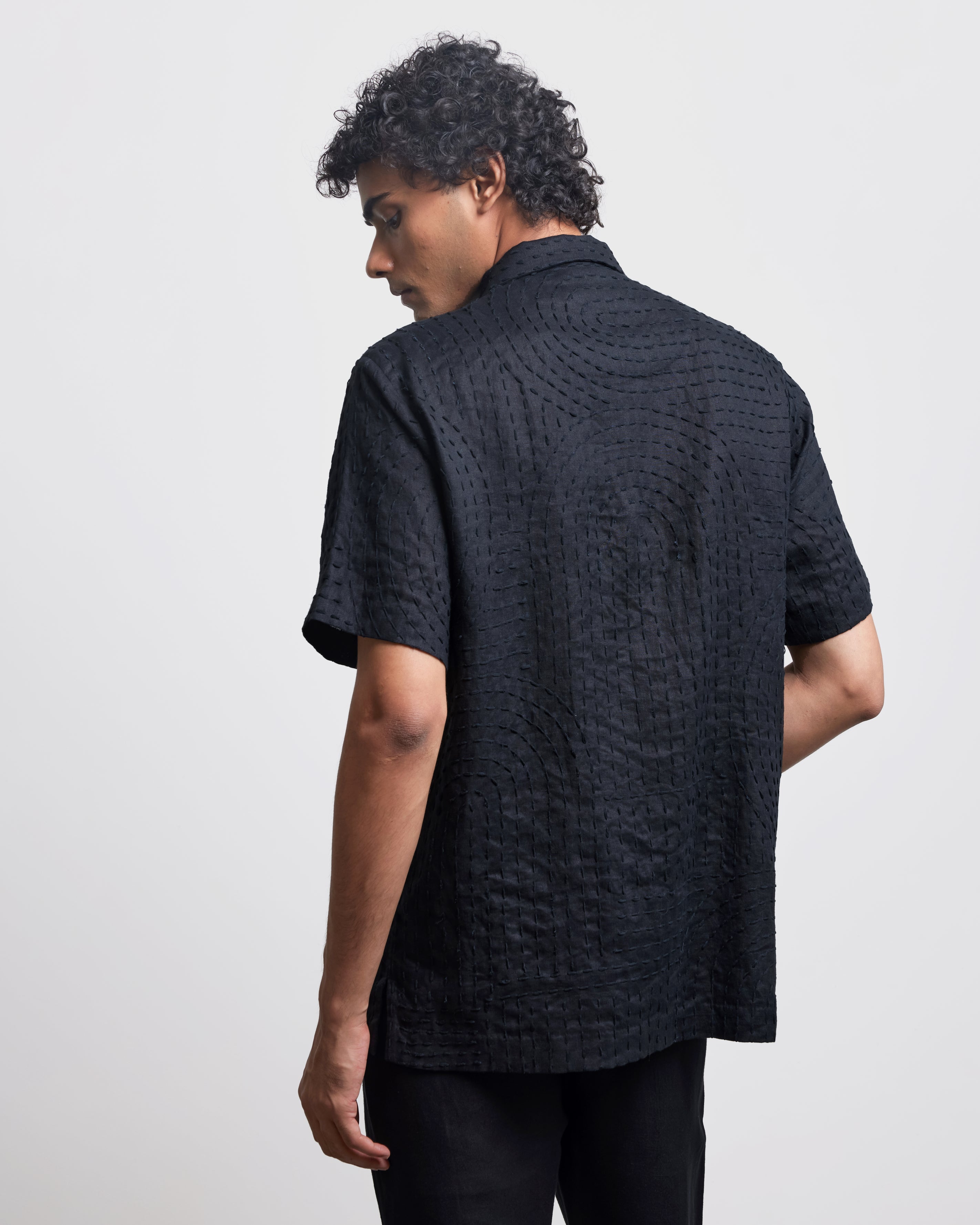COUNTRYMADE Shirts Bauhaus Kantha Shirt en lin brodé
