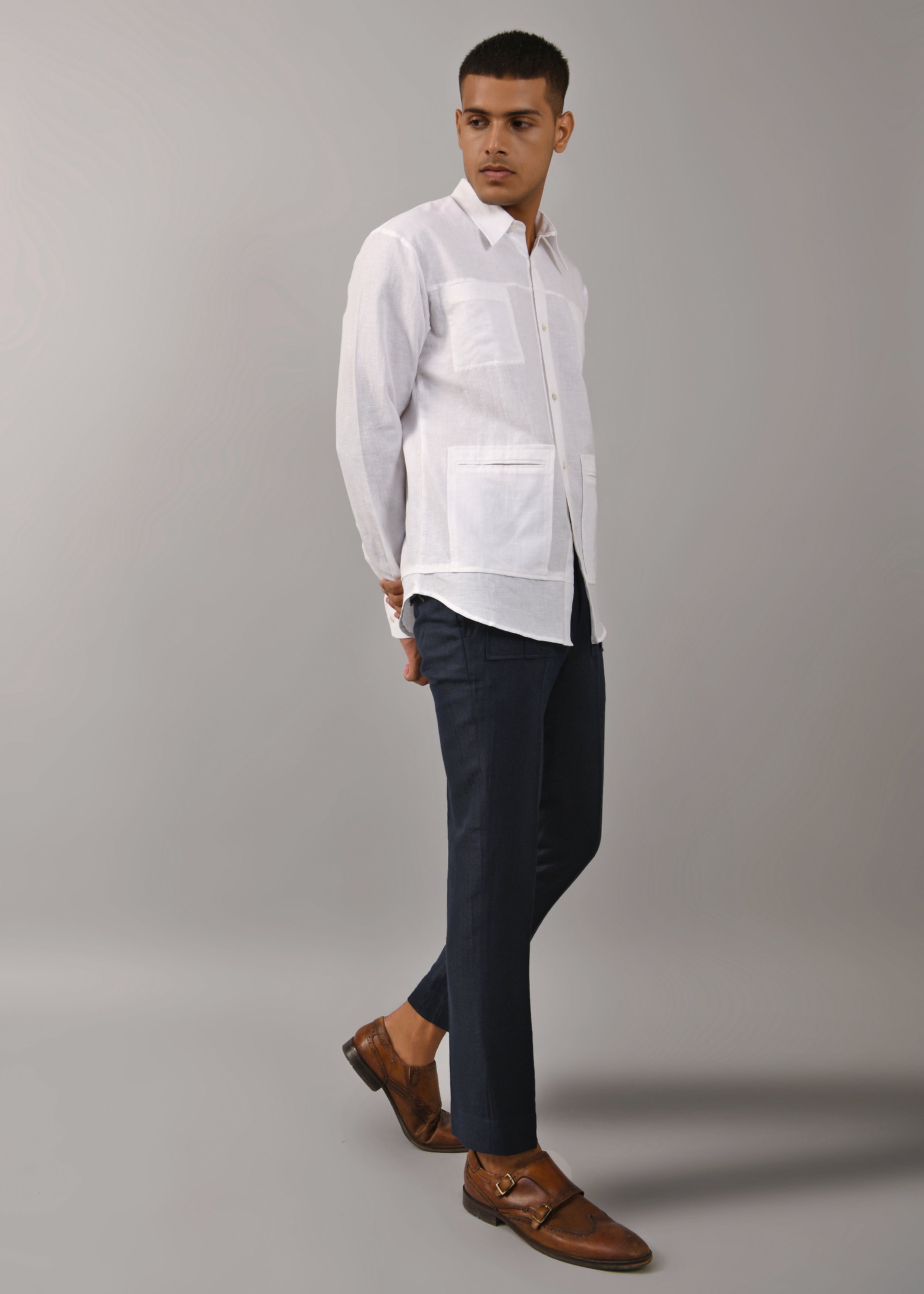 COUNTRYMADE Shirts Classic 4 pocket shirt chemise blanche coton lin 4 poches